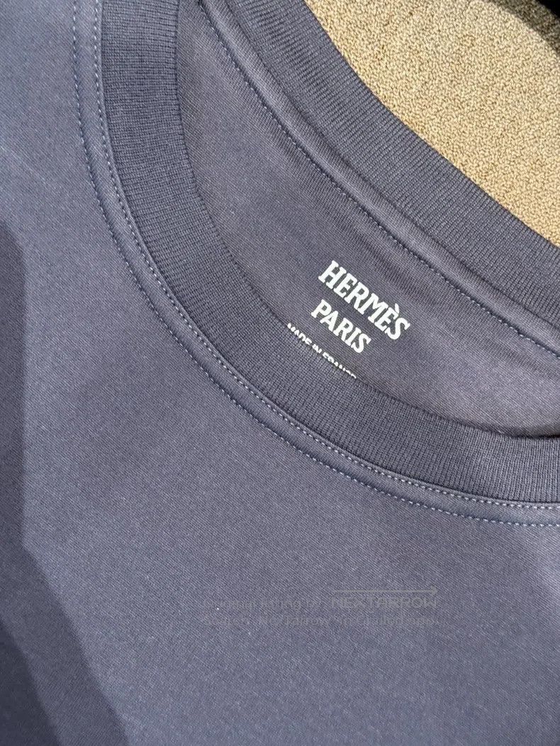 Hermes Hermes Dark Blue Single Pocket Embroidered T-shirt Size XXS / US 00 / IT 34 - 3 Thumbnail