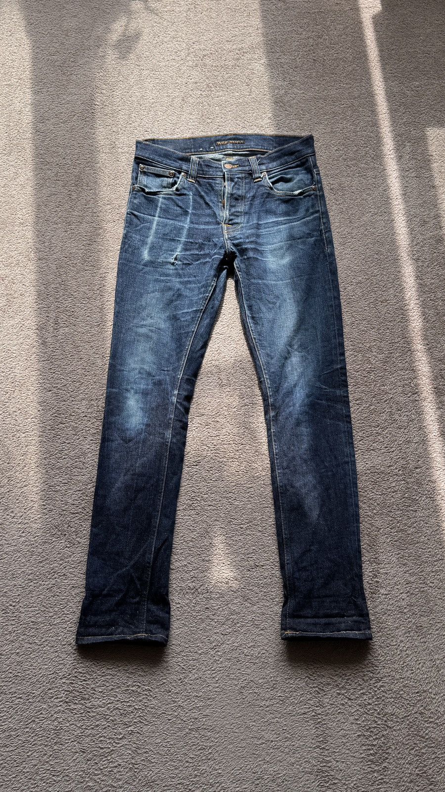 Japanese Brand Y2K Nudie Ripped Wash Faded Skinny Slim Jean LGB Travis vibe Size US 31 - 1 Thumbnail