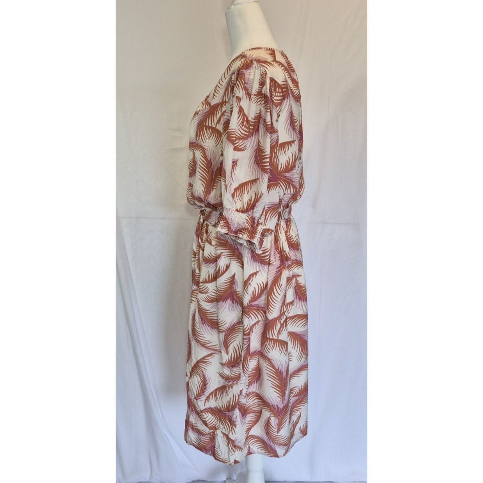 Anthropologie Anthropologie Orange & Pink Nicole Palm Shirtdress Medium Size M / US 6-8 / IT 42-44 - 5 Thumbnail