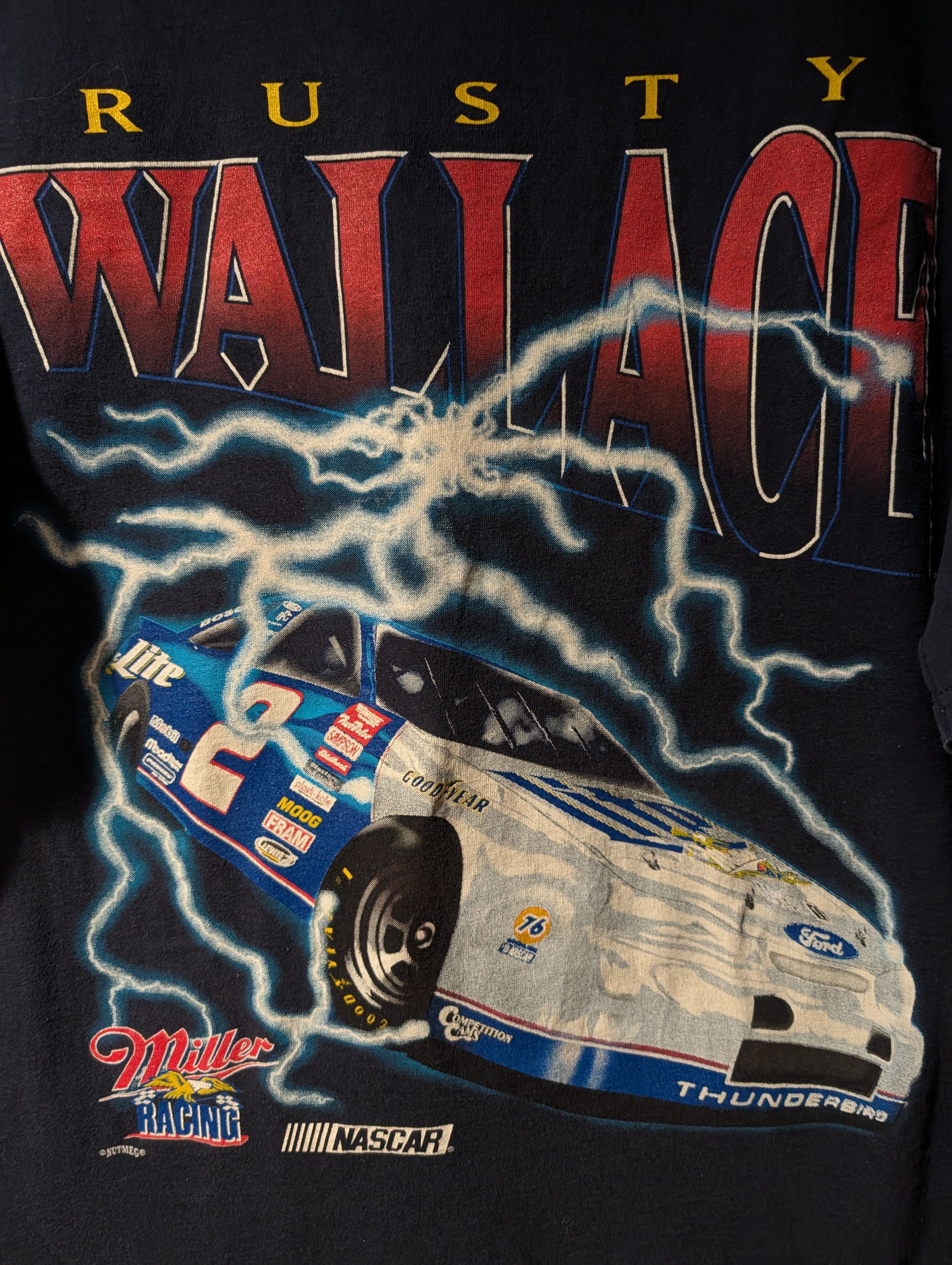 Nutmeg Vintage Rusty Wallace NASCAR Shirt Mens 2XL 90s Lightning Size US XXL / EU 58 / 5 - 2 Thumbnail