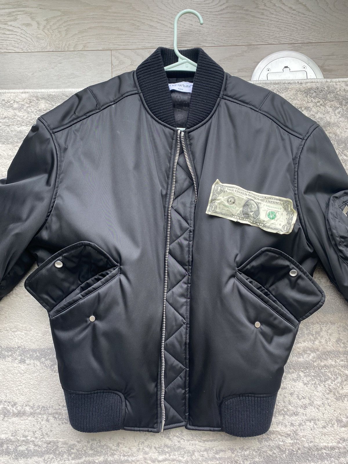 Off-White Off-White Black Bomber Size US M / EU 48-50 / 2 - 2 Thumbnail