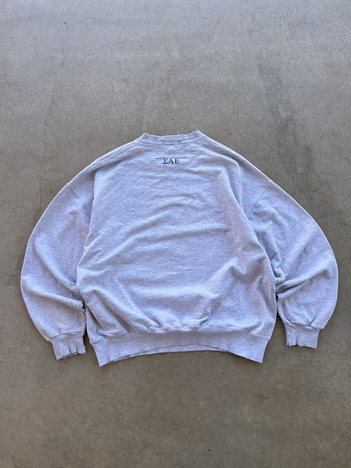 Jerzees × Vintage Perfectly Distressed Heather Grey Spell Out College Sweater Size US L / EU 52-54 / 3 - 2 Thumbnail