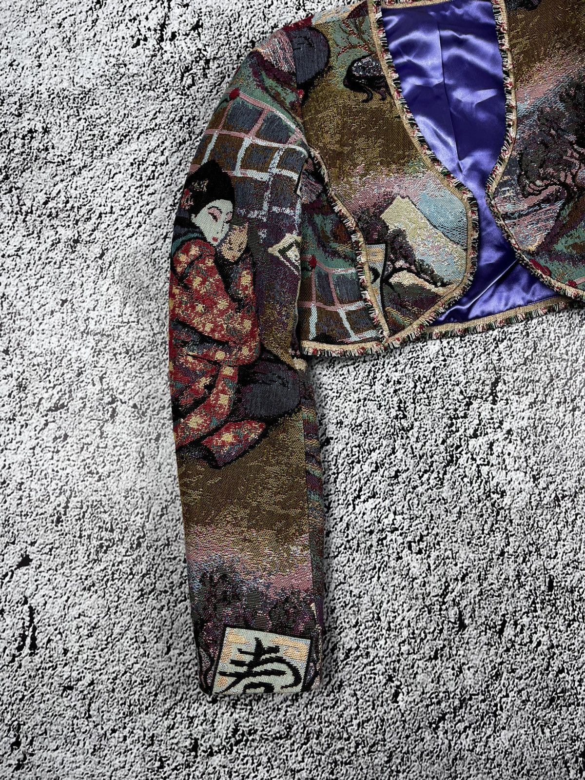 Handmade Vintage Japanese Geisha Tapestry Cropped Bolero Jacket Size S / US 4 / IT 40 - 7 Thumbnail