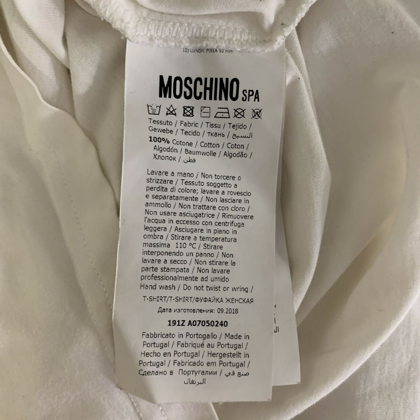 Moschino MOSCHINO Size M White Black Logo Cotton Lightweight T-shirt Size US M / EU 48-50 / 2 - 8 Thumbnail