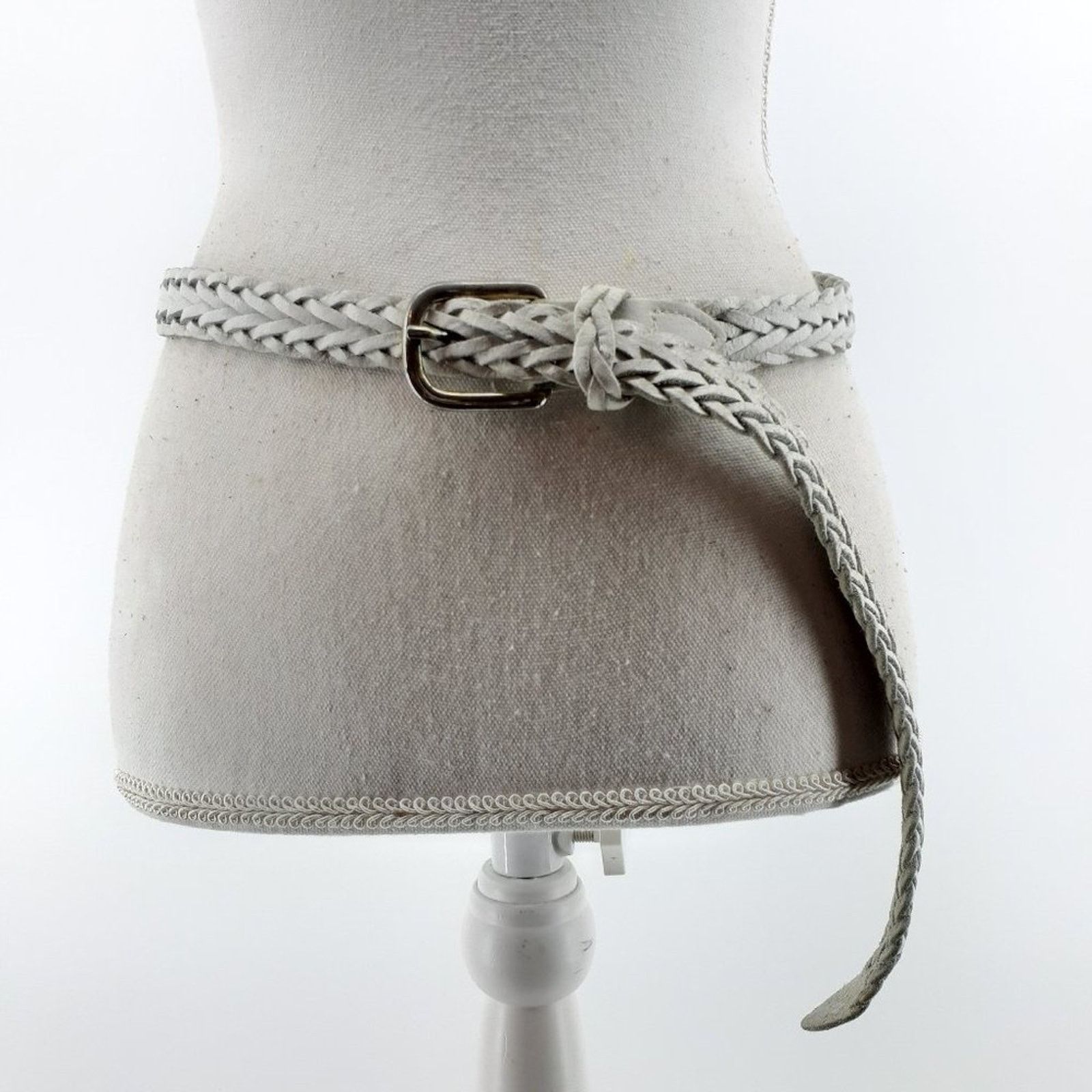 Other Vintage 80s White Genuine Leather Belt Women's Large Single Size ONE SIZE - 1 Thumbnail