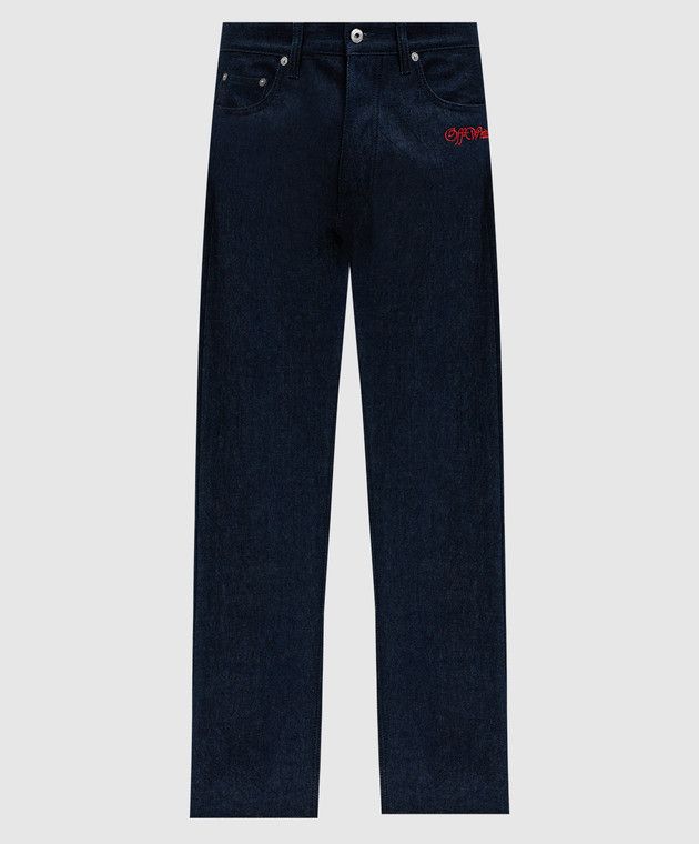 Off-White o1s22i1n1124 Embroidered Logo Jeans in Blue Size US 32 / EU 48 - 1 Thumbnail