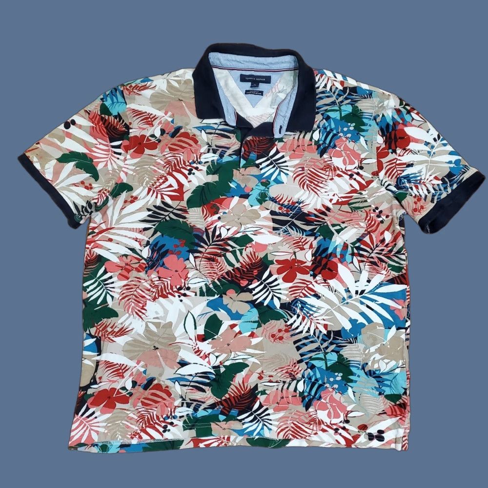 Tommy Hilfiger Tommy Hilfiger Polo Shirt Mens 2XL Custom Fit Tropical Floral Print Summer Multicolor Size US XXL / EU 58 / 5 - 1 Thumbnail