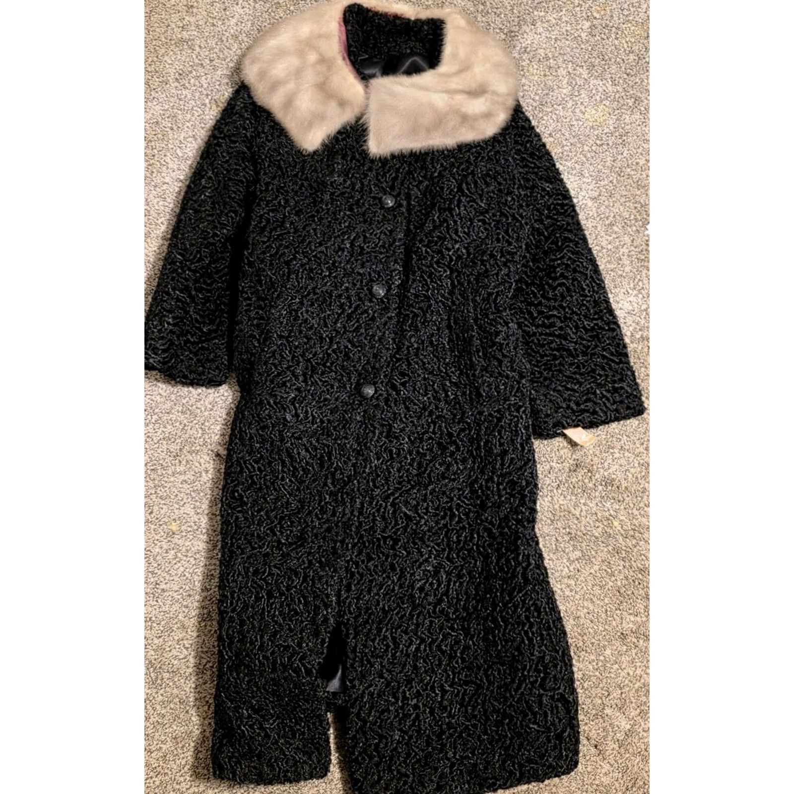 Vintage VINTAGE Evans Furs Persian Lamb And Mink Collar Coat With Provenance XL NEW Women Coat Beige Collared Size XL / US 12-14 / IT 48-50 - 2 Thumbnail