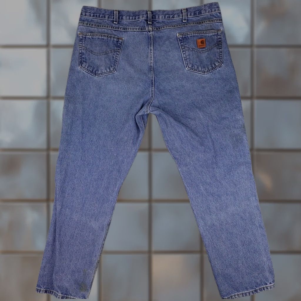 Carhartt Carhartt Jeans Mens 44x32 Blue Denim Patch B18 DST Work Regular 90s Logo USA Mens Size US 44 / EU 60 - 1 Thumbnail
