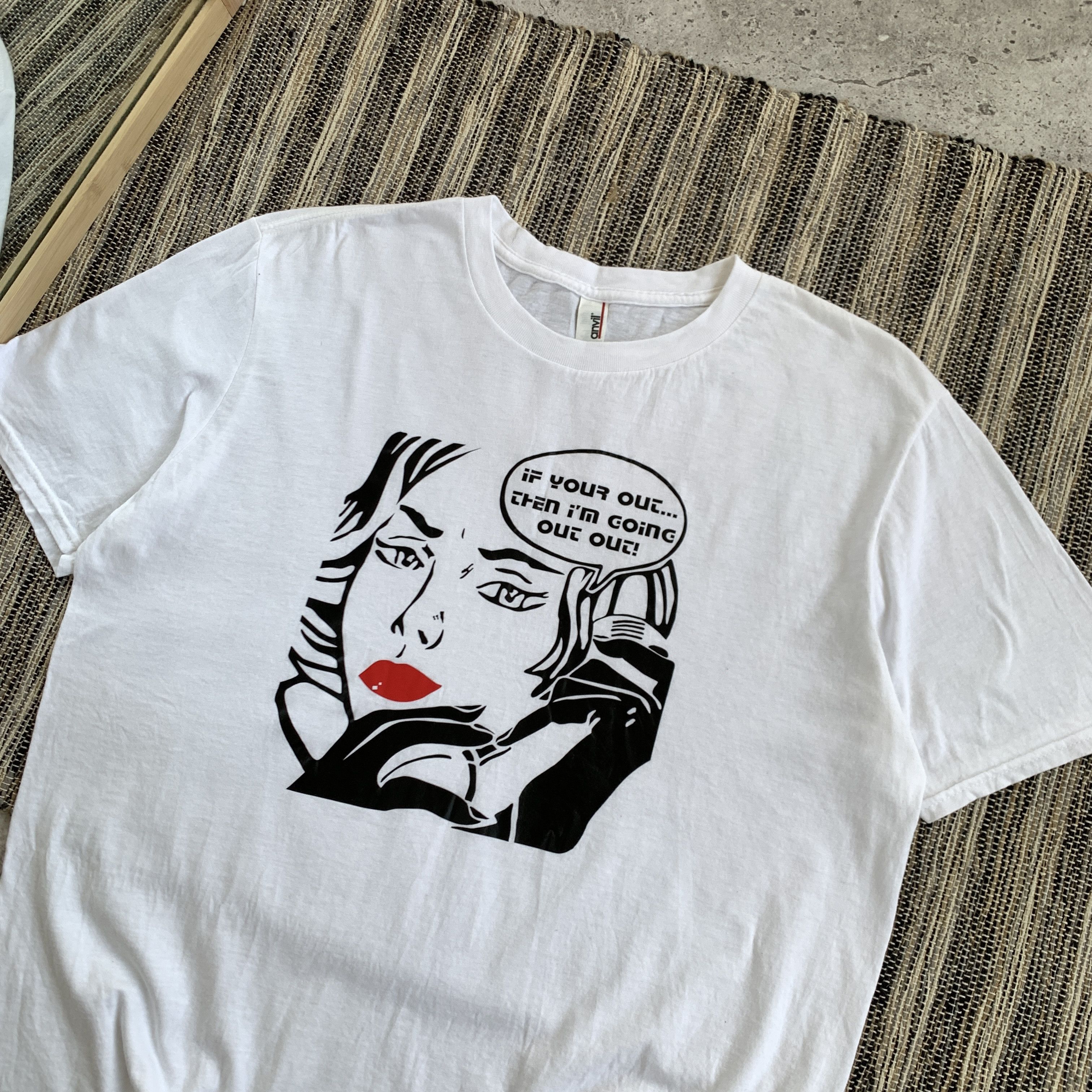 Vintage Comics Style Graphic White Tee Shirt Size US L / EU 52-54 / 3 - 3 Thumbnail