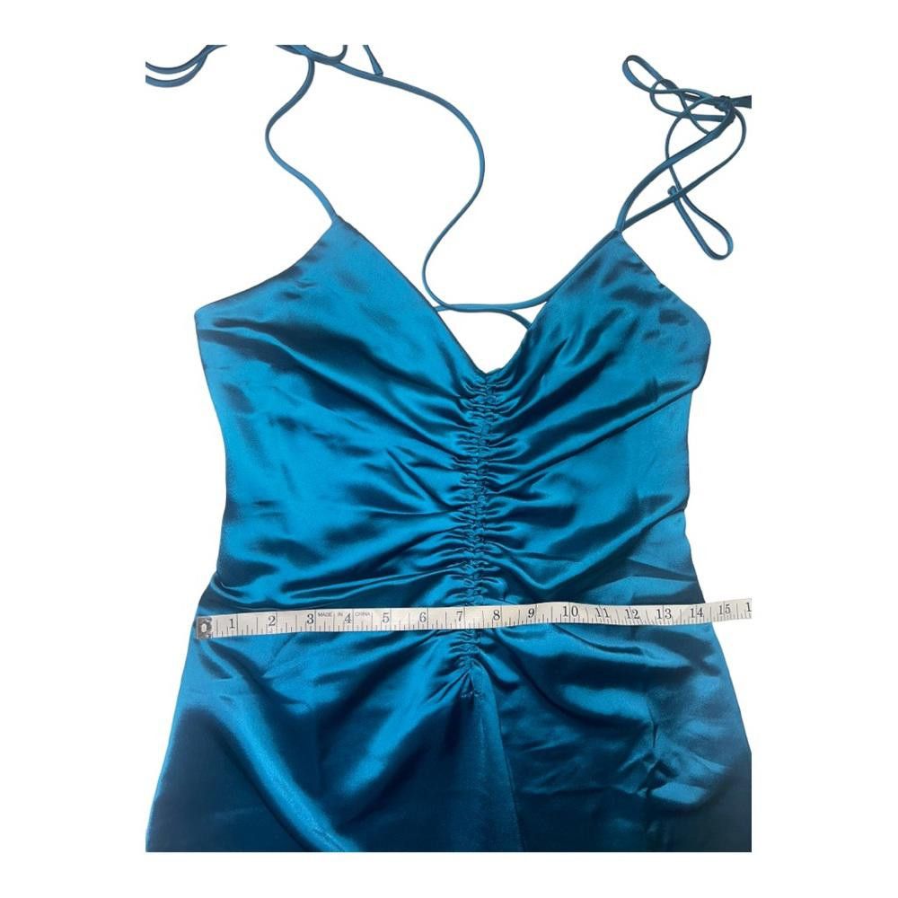Designer Jason Wu l NWT Teal Satin Midi Dress Small Size S / US 4 / IT 40 - 6 Thumbnail