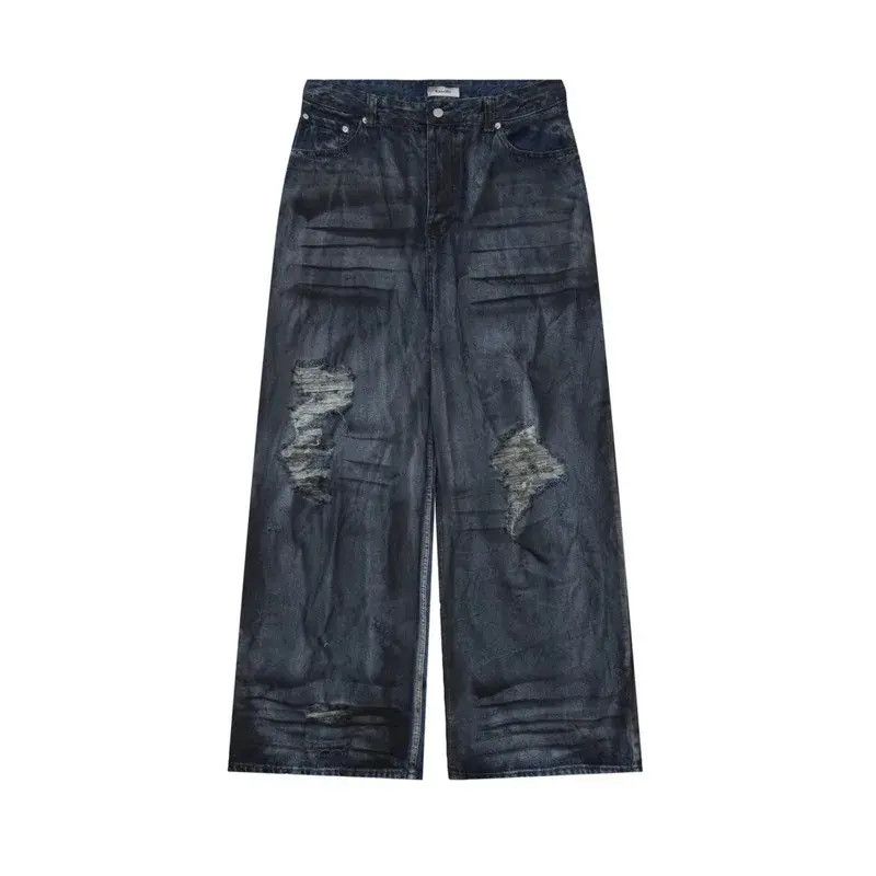 Japanese Brand × Jean Retro faded corrugated distressed wide-leg jeans Size US 34 / EU 50 - 7 Thumbnail