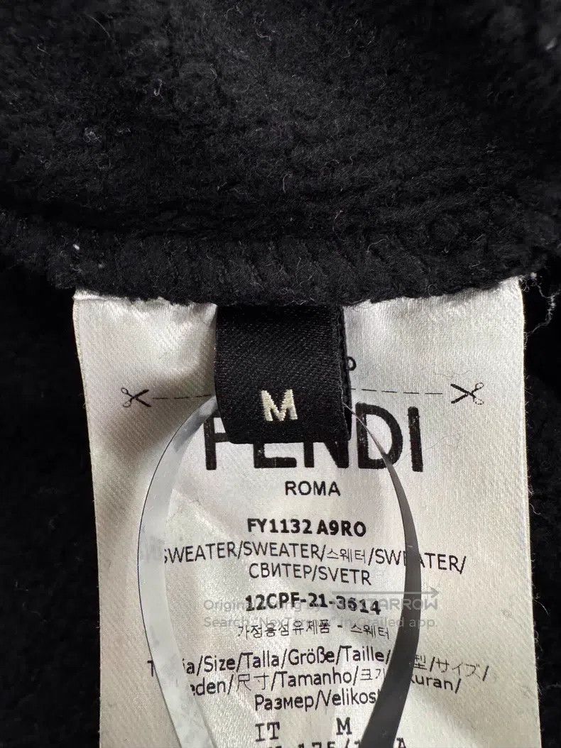 Fendi Fendi Black leather patch logo men's long-sleeve sweatshir Size US M / EU 48-50 / 2 - 6 Thumbnail