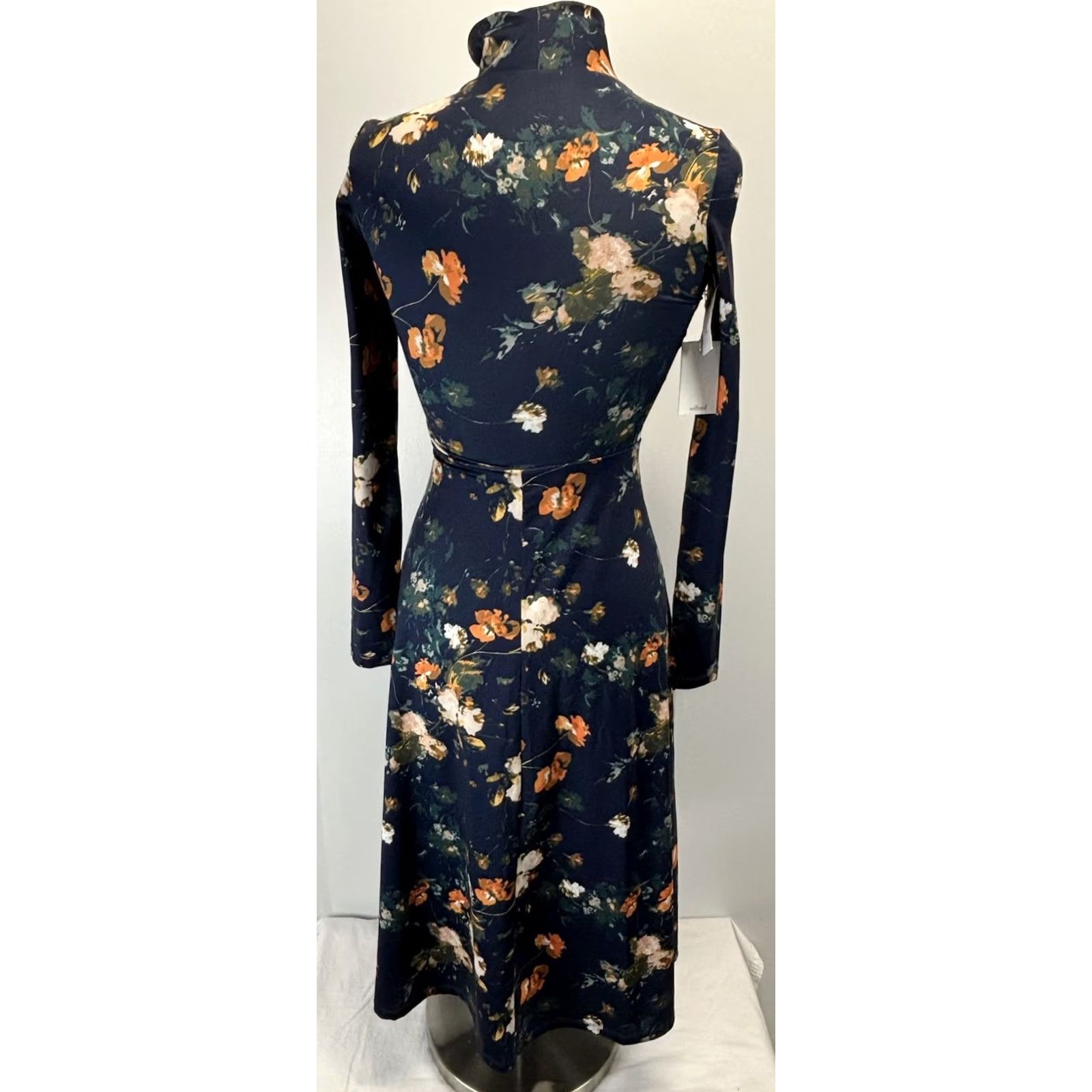 Vintage Wilfred Mira Floral Midi Dress XXS Women’s Mock Neck Stretch Modest Boho Size XXS / US 00 / IT 34 - 3 Thumbnail