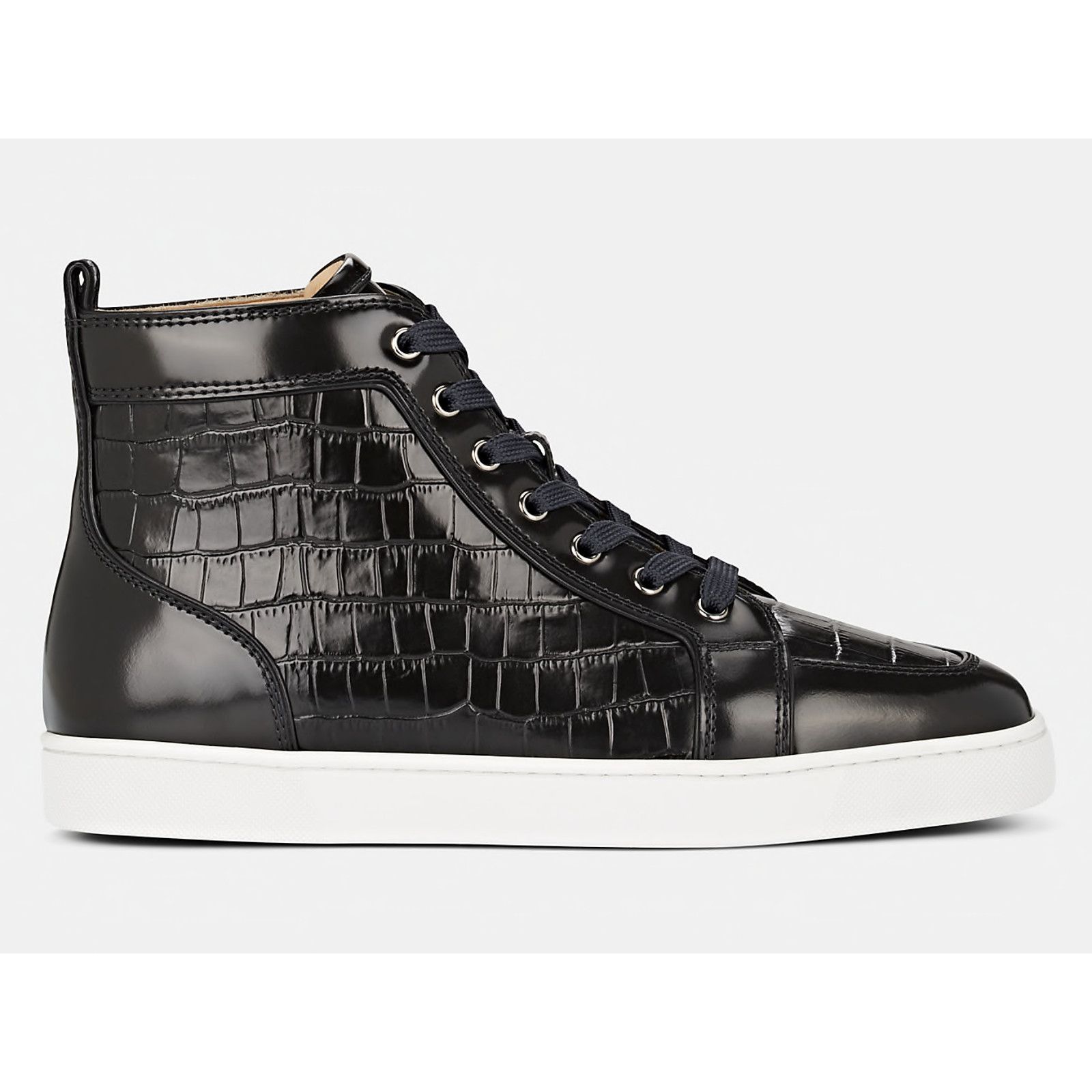 Christian Louboutin Mens Rantus Flat Ardesia Black Croc High Top Sneaker 44 11 Size US 11 / EU 44 - 1 Thumbnail