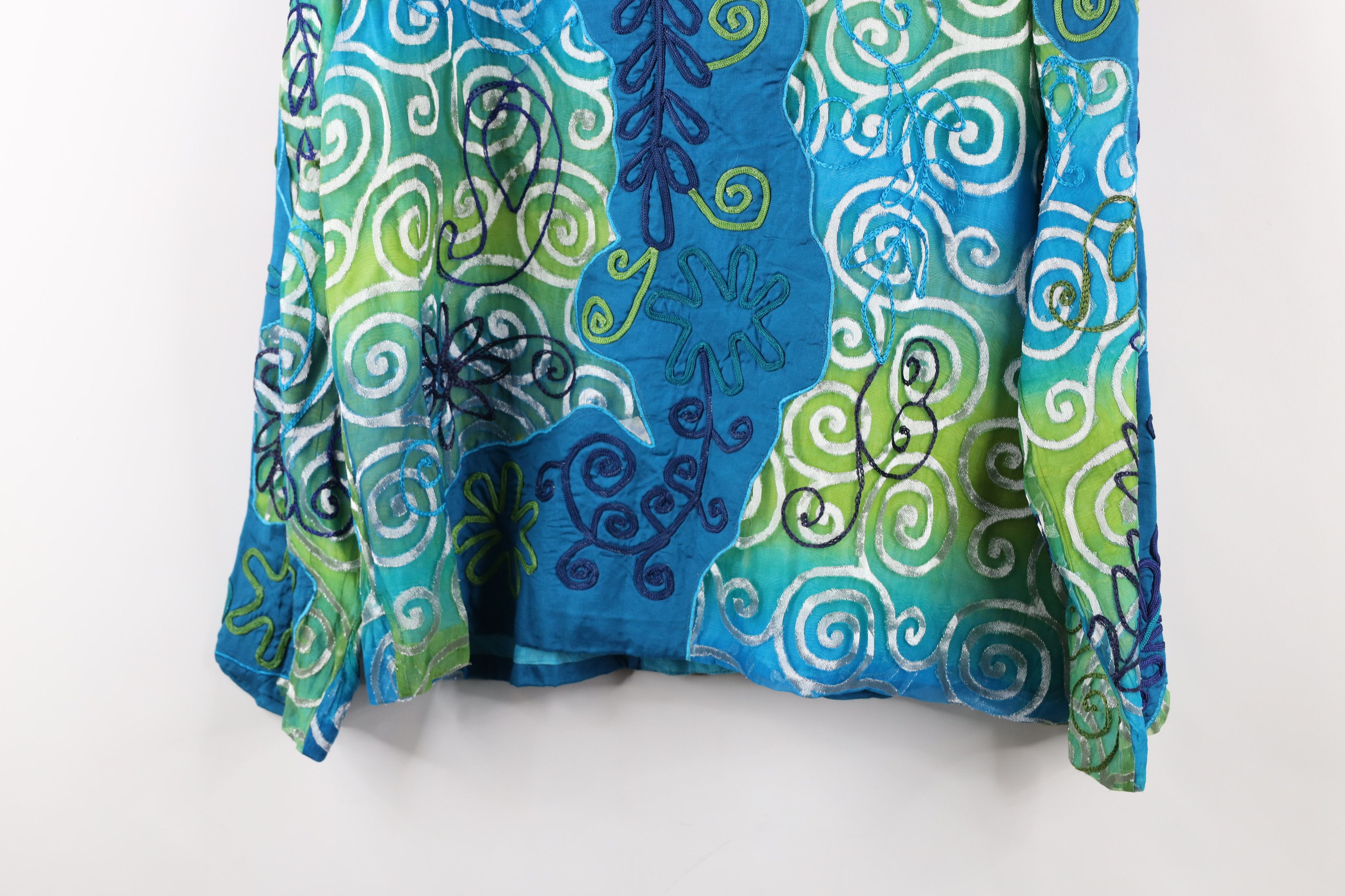 Vintage Vintage 90s Streetwear Flower Silk Button Shirt Jacket Size XL / US 12-14 / IT 48-50 - 13 Thumbnail