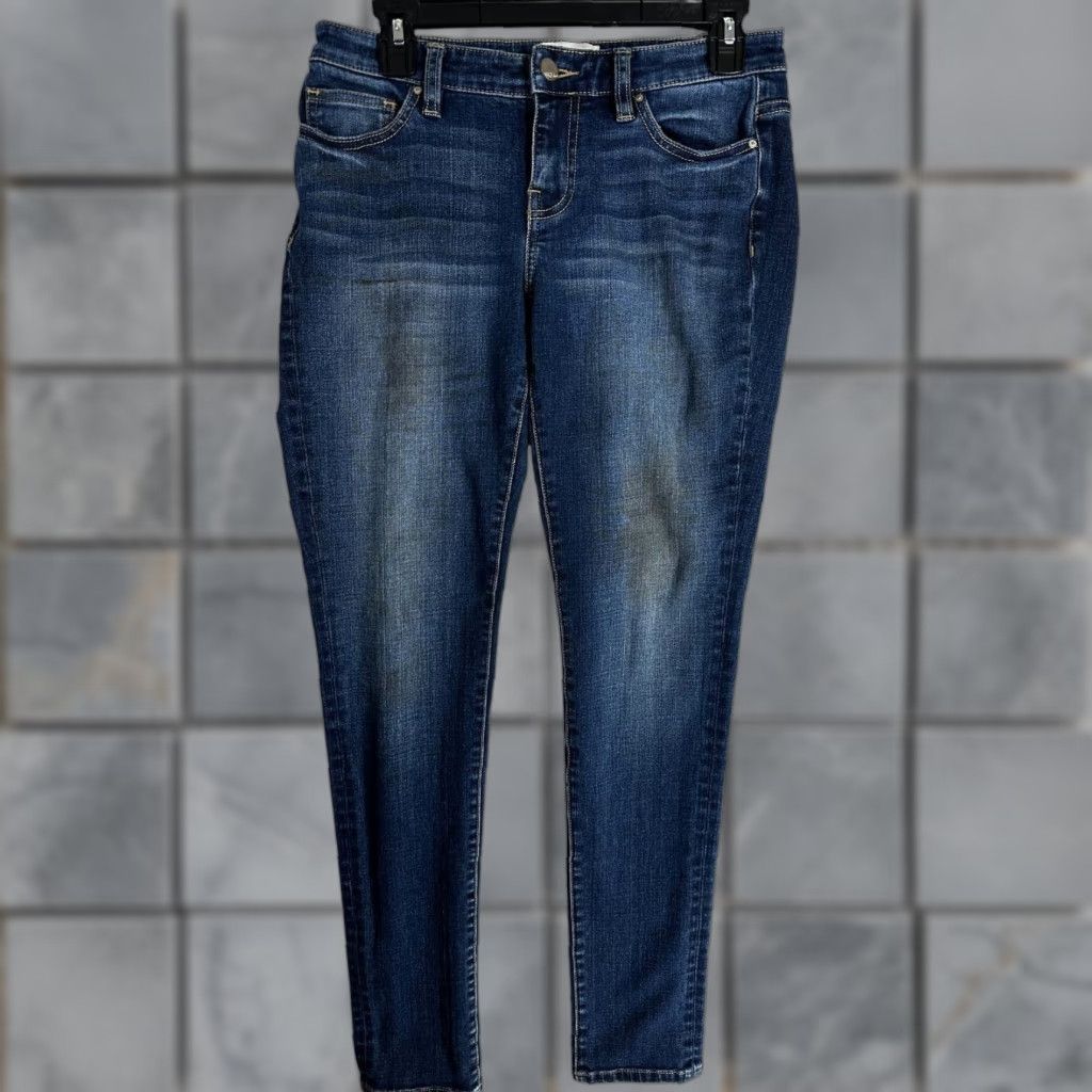 BKE BKE Jeans Skinny Womens Size 27 Dark Blue Denim Cotton Blend Stains 5-Pocket Regular Inseam 30 Size 27" / US 4 / IT 40 - 1 Thumbnail
