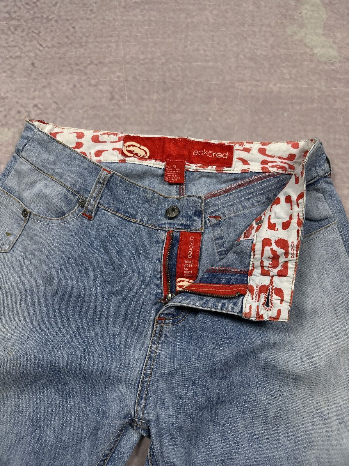 Ecko Unltd. Vintage LGB Style Ecko Unltd Red Flared Distressed Jeans Size US 30 / EU 46 - 8 Thumbnail