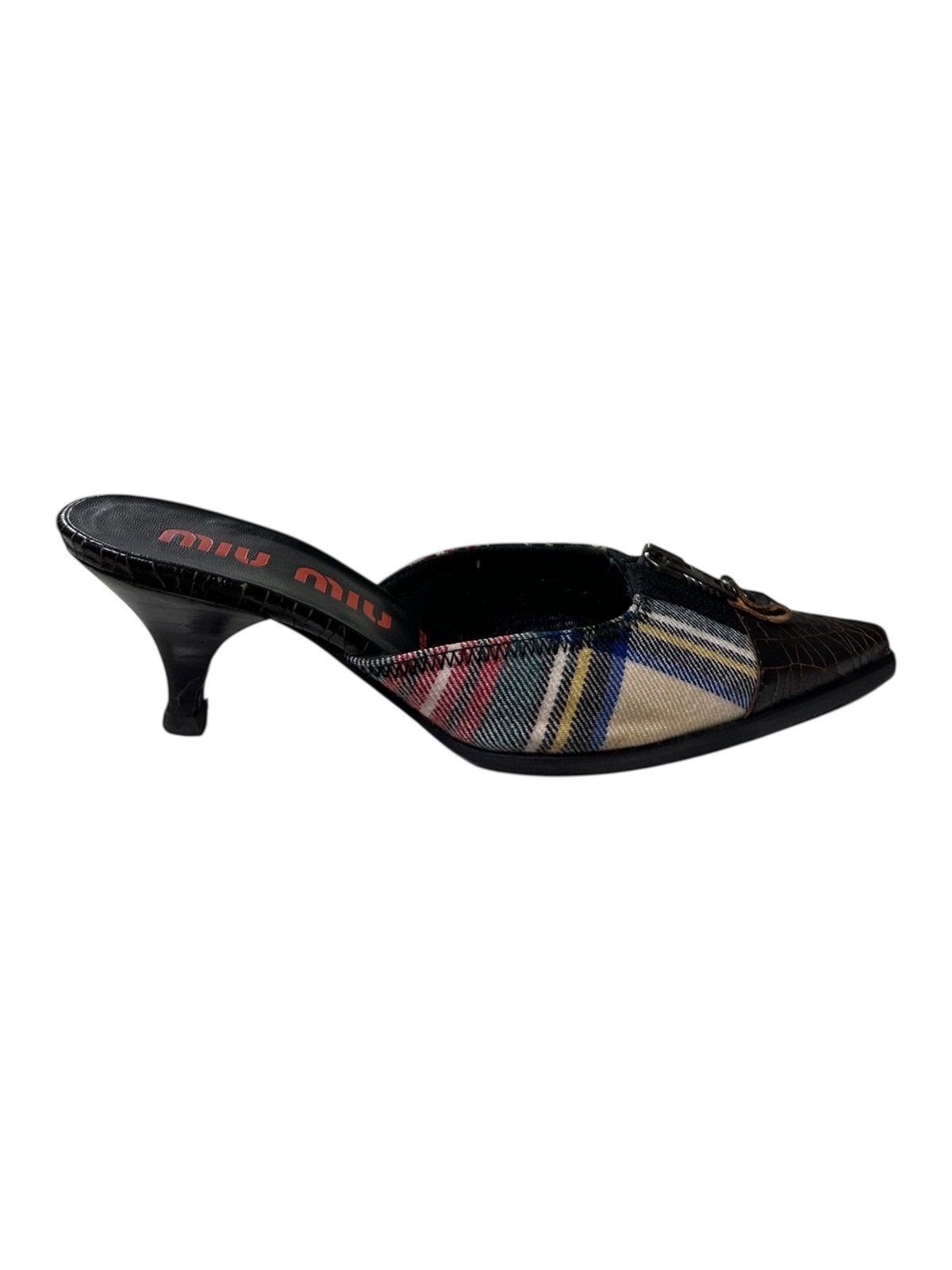 Miu Miu MIU MIU Cracked Leather Checkered Mules Size US 7 / IT 37 - 4 Thumbnail