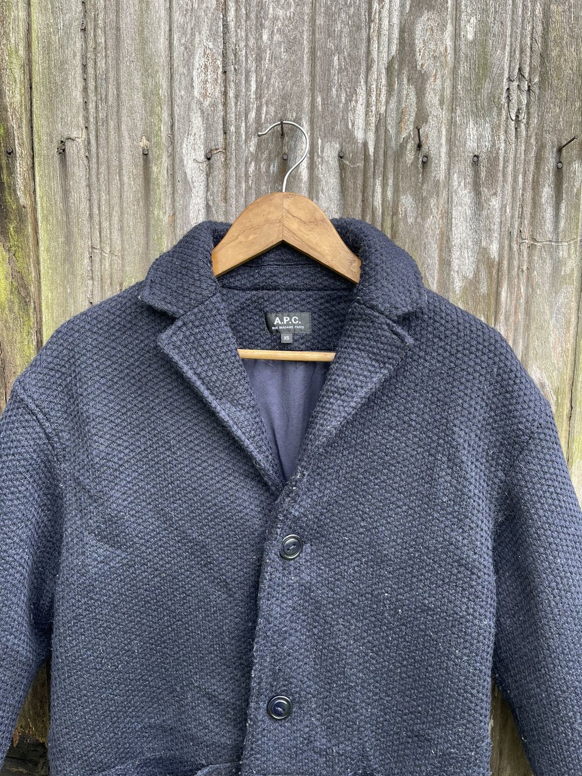 A.P.C. A.P.C. Wool Blend Textured Coat XS Black Size US XS / EU 42 / 0 - 2 Thumbnail