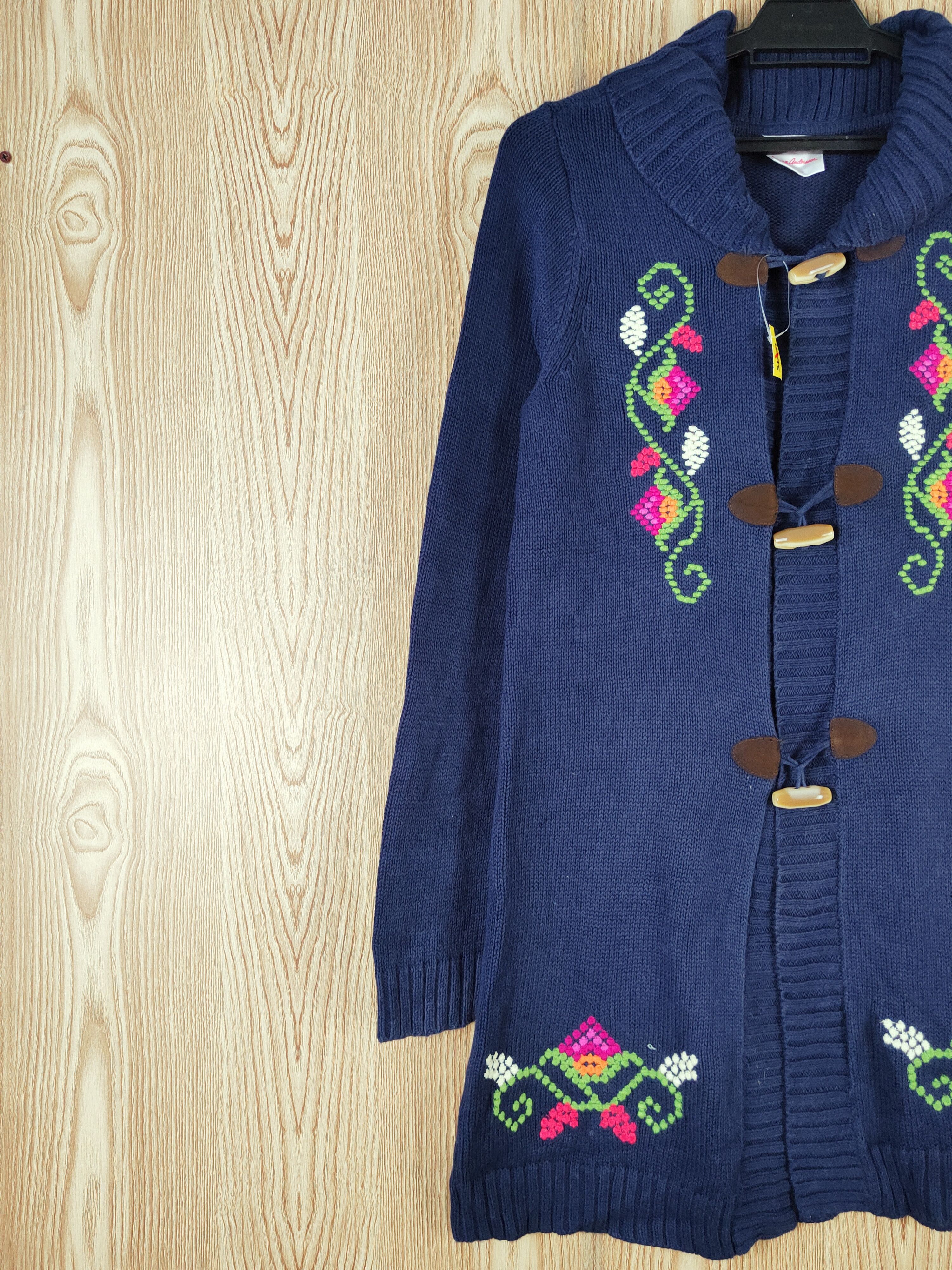 Homespun Knitwear × Japanese Brand × Vintage Hanna Anderson Navy Knitwear Cardigan #W873 Size S / US 4 / IT 40 - 3 Thumbnail