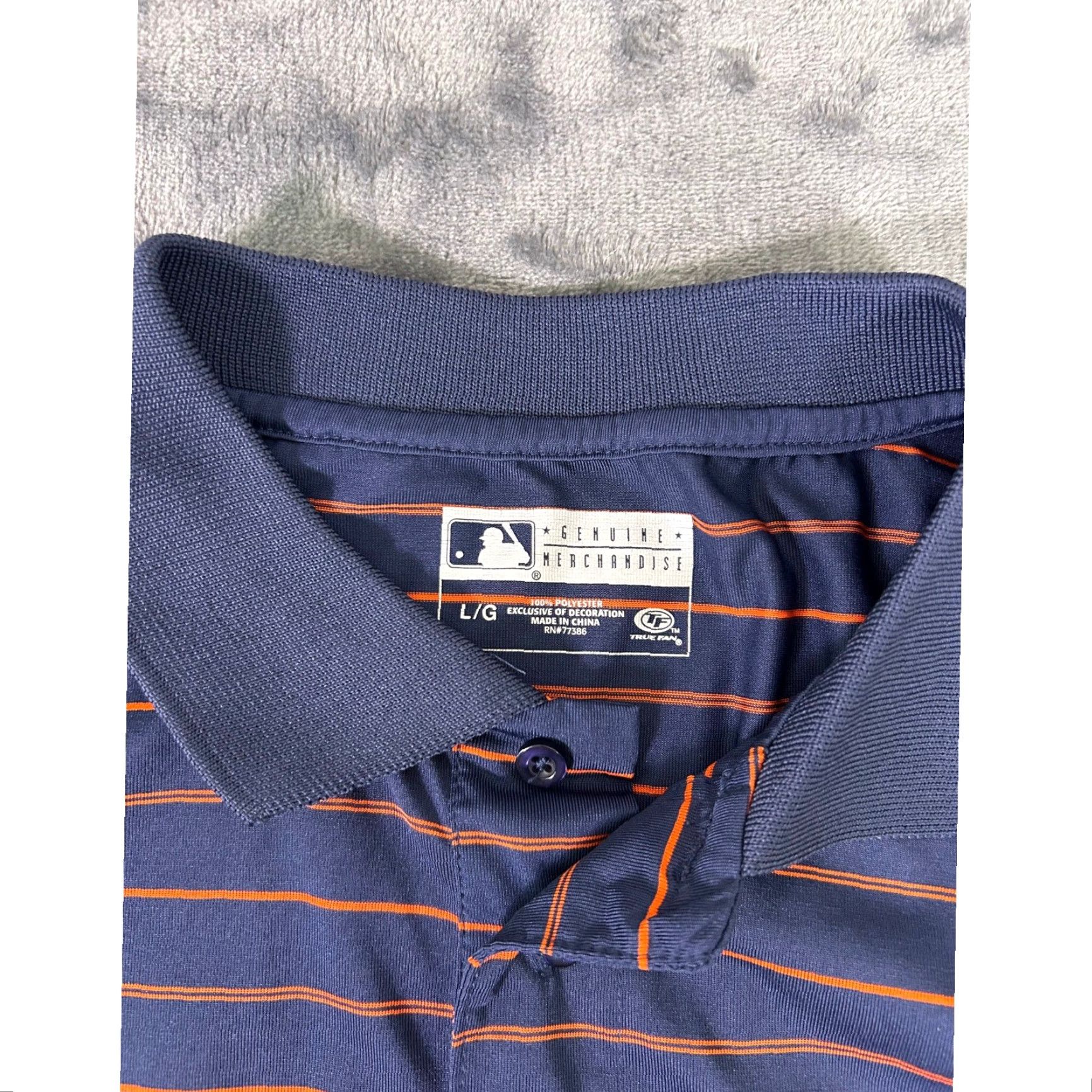 MLB Y2K Detroit Tigers MLB Genuine Merchandise Polo Shirt L Navy Orange Stripe Men Polo Short Sleeve Embroidered Logo Striped Casual Activewear Size US L / EU 52-54 / 3 - 5 Thumbnail