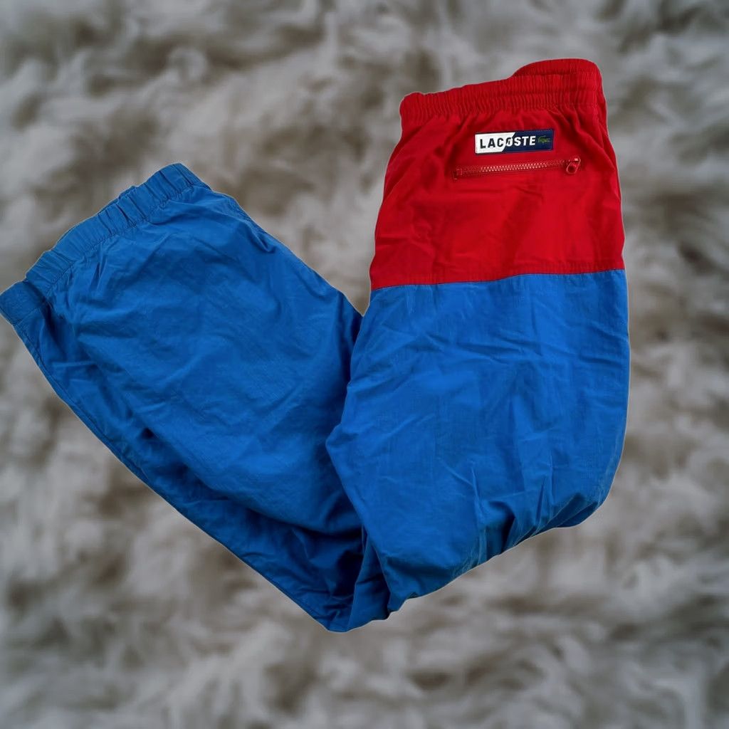 Lacoste VINTAGE Lacoste Men’s Nylon Track Pants XL Blue/Red Athletic Drawstring 80s Sports Men Size US 36 / EU 52 - 1 Thumbnail