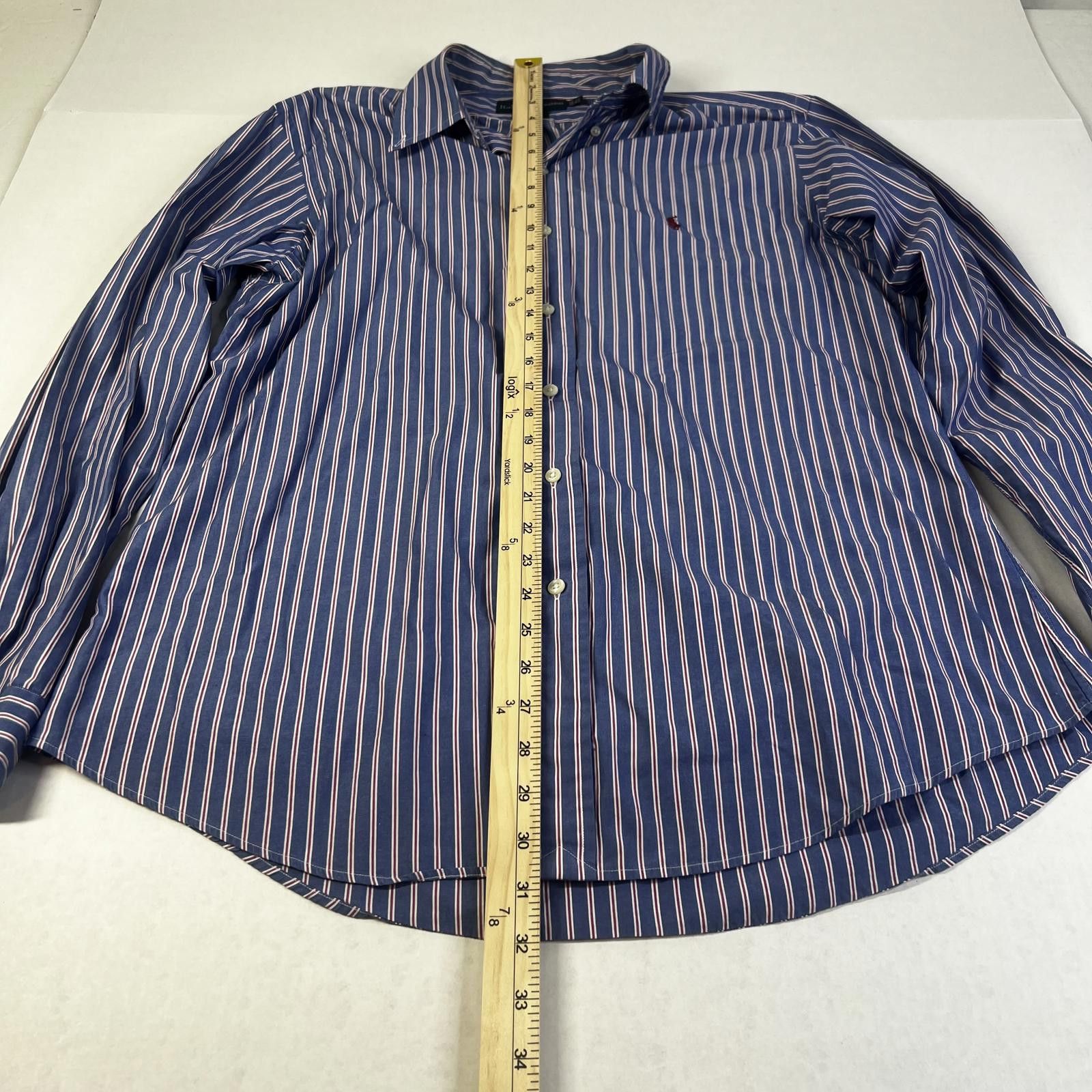 Polo Ralph Lauren Ralph Lauren Vintage Men Blue/Red/White Stripes Long Sleeves Size US XL / EU 56 / 4 - 6 Thumbnail