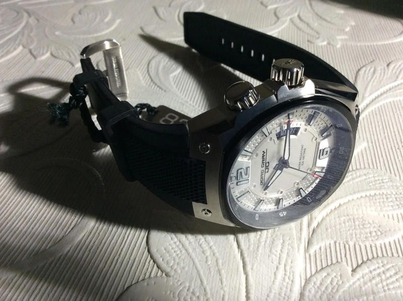 Designer Jorg Gray Men's silver dial black leather strap watch Size ONE SIZE - 4 Thumbnail