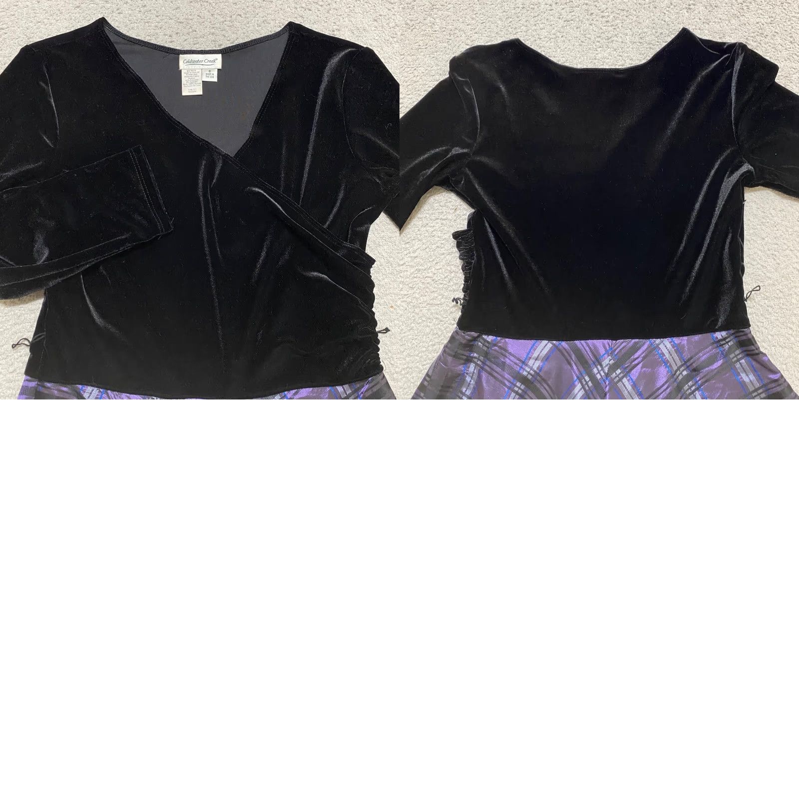 Coldwater Creek Coldwater Creek Dress Womens 3/4 Sleeve Black Velvet Plaid Midi A-Line Fit & Flare 6 XS?? Size M / US 6-8 / IT 42-44 - 8 Thumbnail