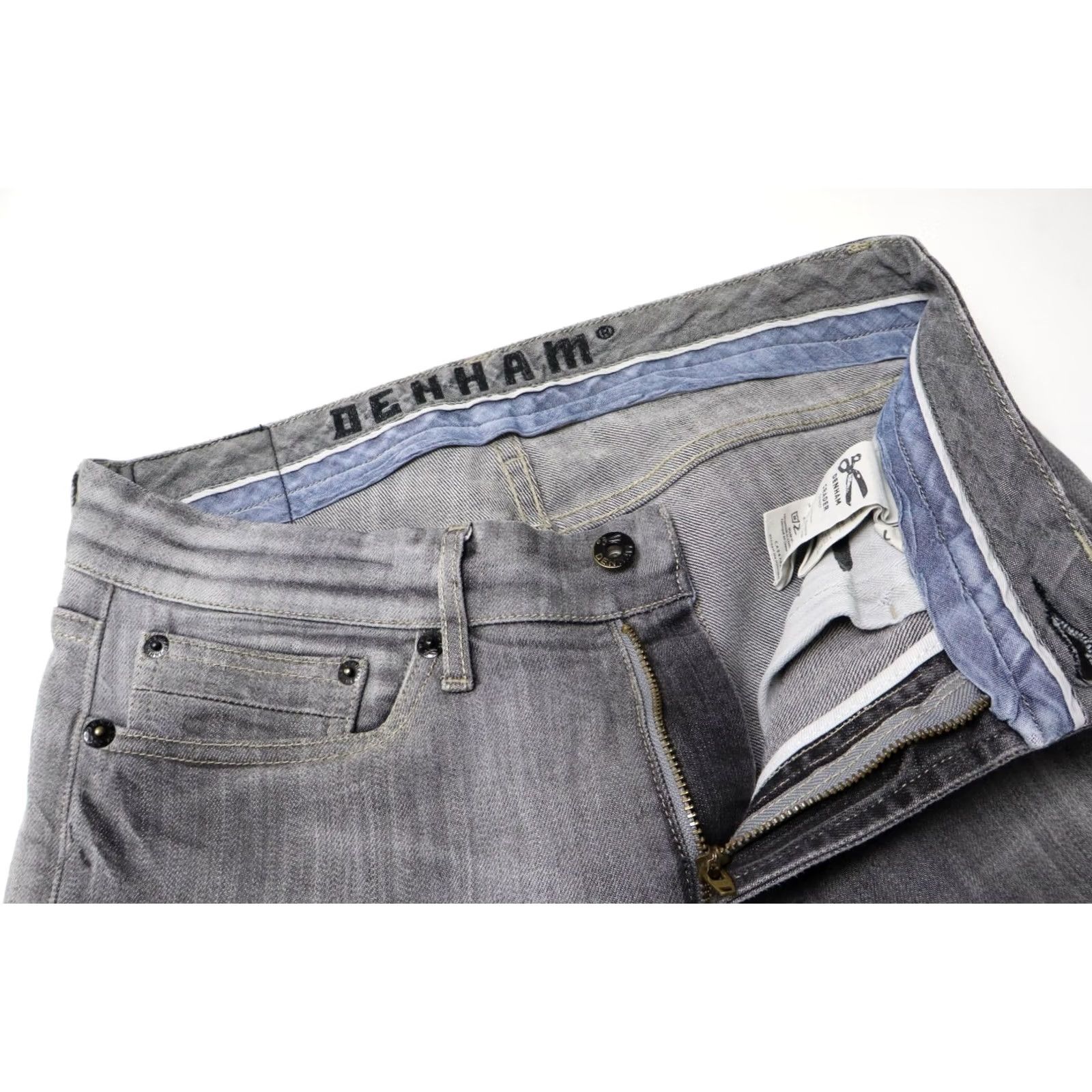 DENHAM Denham Grader Skinny Jeans Men's W28 Grey Faded Whiskers Zip Fly Stretched Denim Jeans Grey 90s Style Mens Size US 28 / EU 44 - 4 Thumbnail