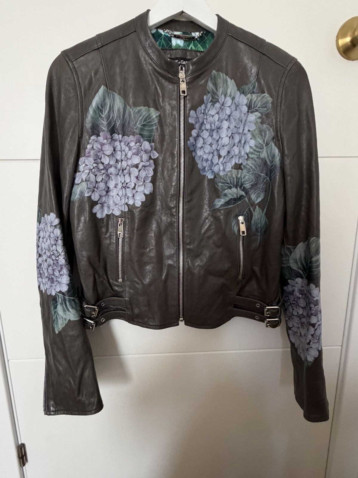 Dolce & Gabbana Dolce & Gabbana Hydrangea Leather Biker Jacket IT 40 (S/M) Size M / US 6-8 / IT 42-44 - 6 Thumbnail