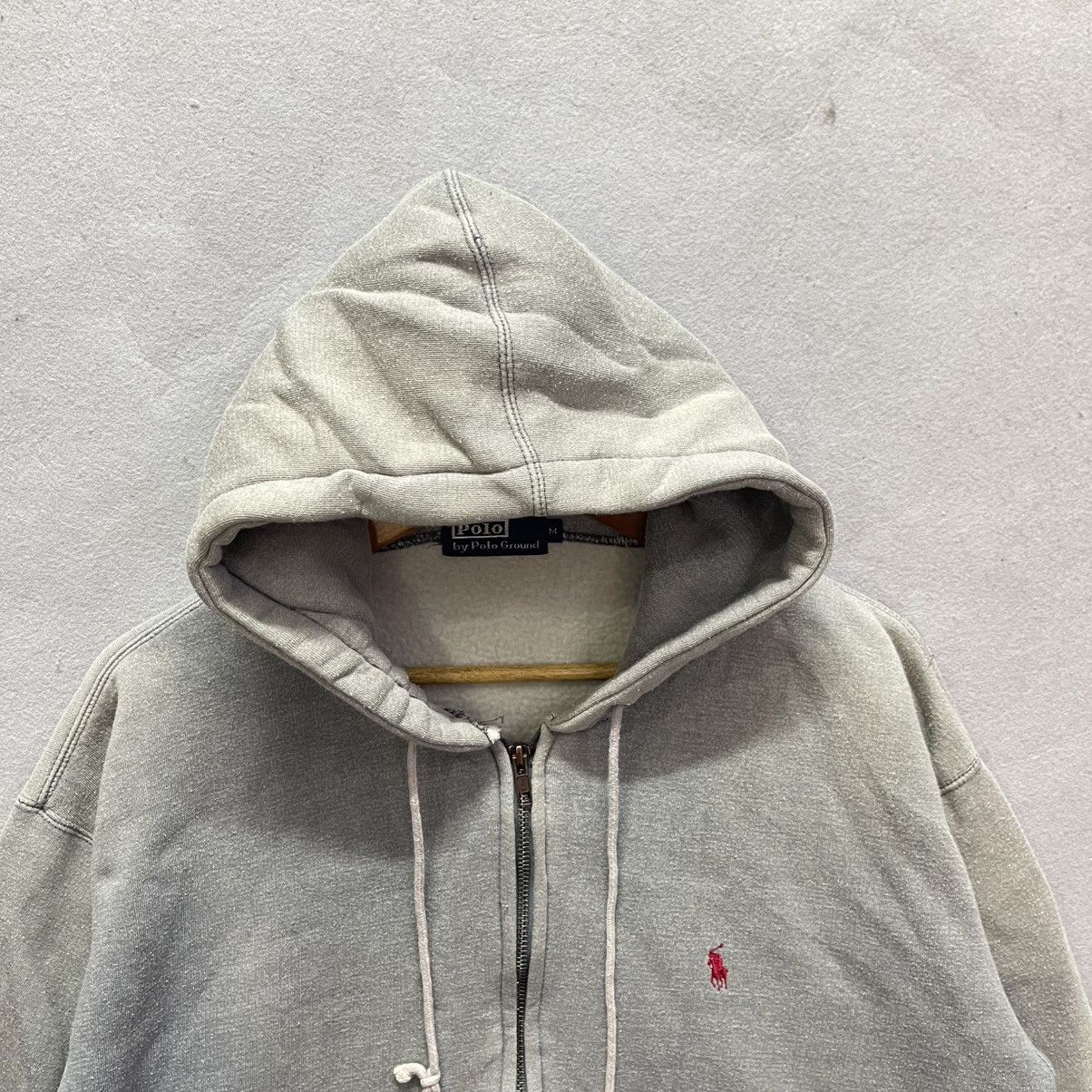 Vintage Vintage 90s Polo Ground Zip Hoodie Grey M Size US M / EU 48-50 / 2 - 2 Thumbnail