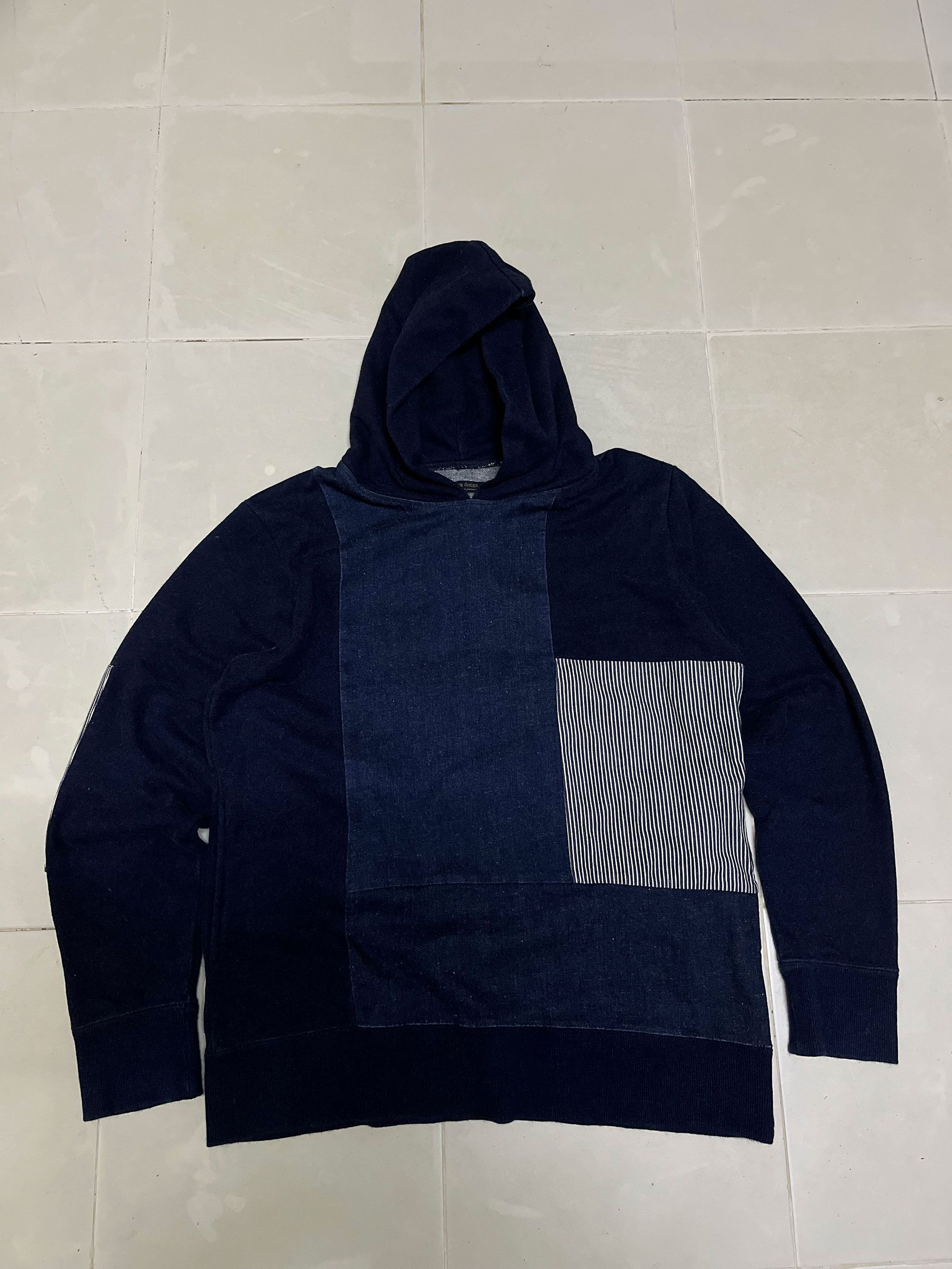 Arts & Science Modern Design Patchwork Indigo Hoodie Sweater Sweatshirt Size US L / EU 52-54 / 3 - 1 Thumbnail