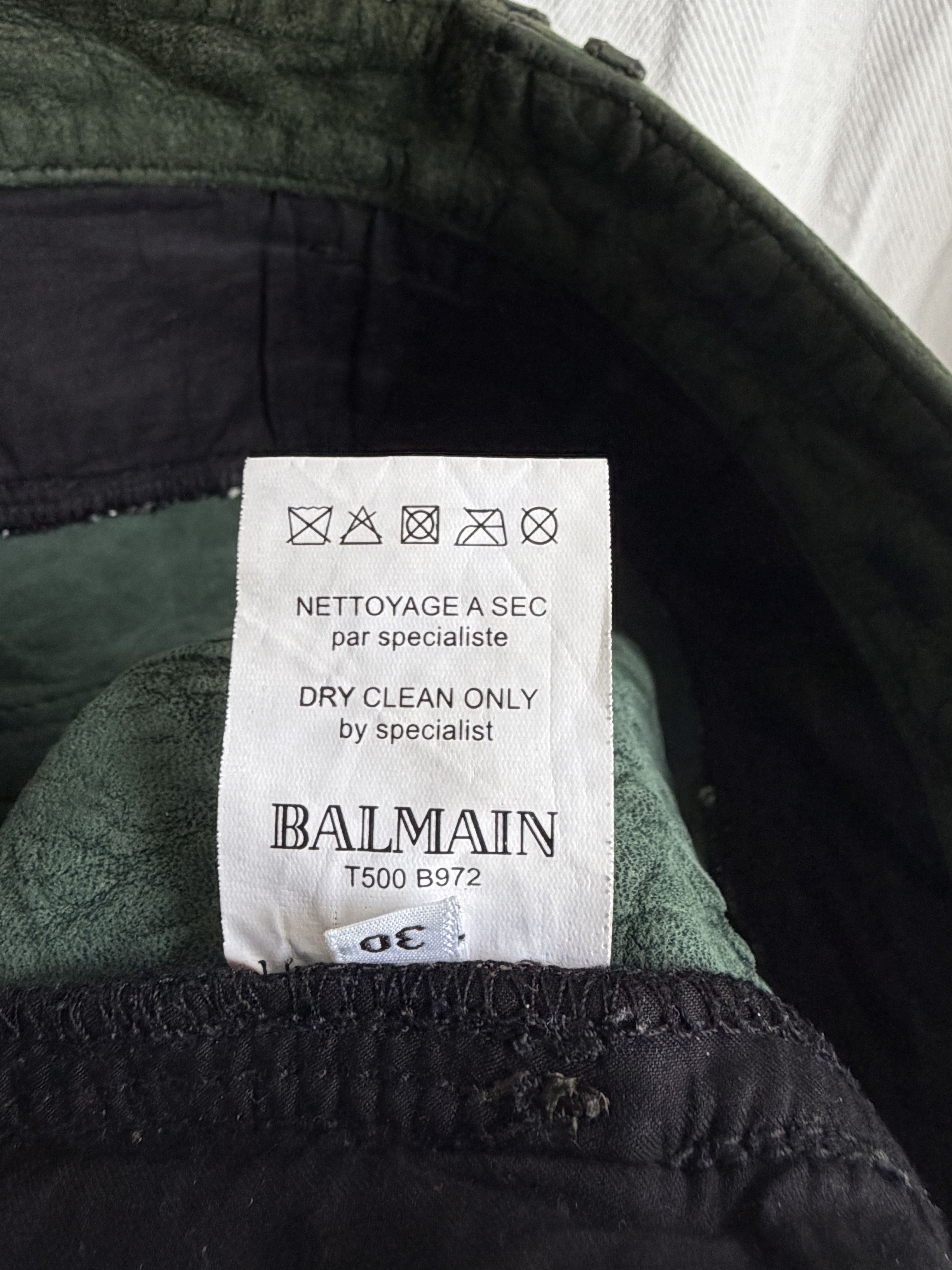 Balmain AW12 Forest Green Suede Biker Pants Size US 30 / EU 46 - 9 Thumbnail