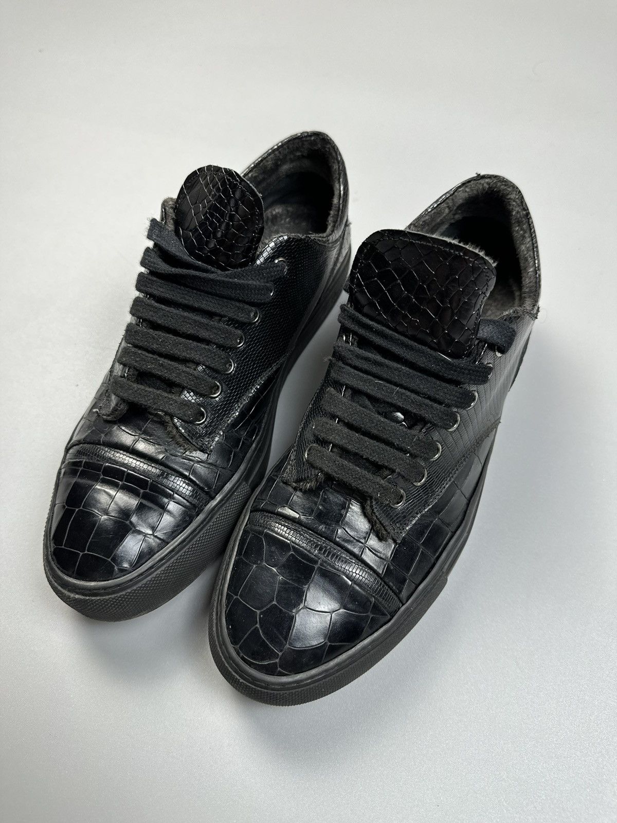 RoccoP Rocco P. Casual Sneakers black crock skin leather Size US 8.5 / EU 41-42 - 4 Thumbnail