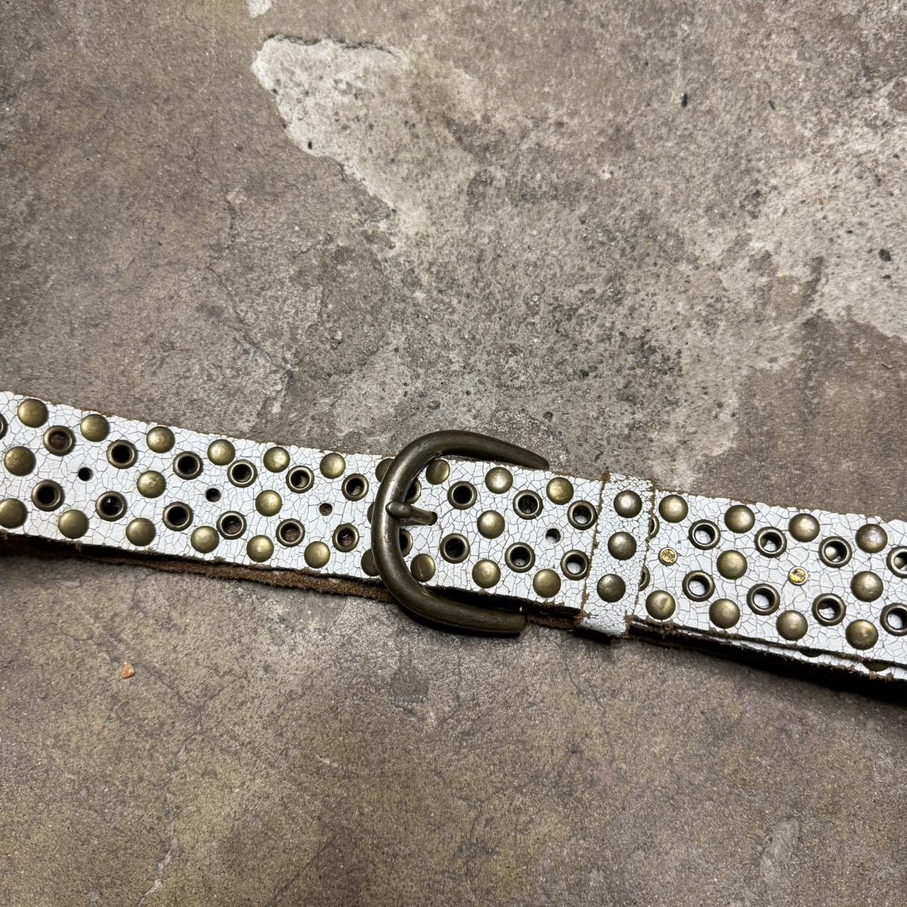 Designer × Vintage Hand Made Grunge Studded Leather Belt Size 30 - 3 Thumbnail