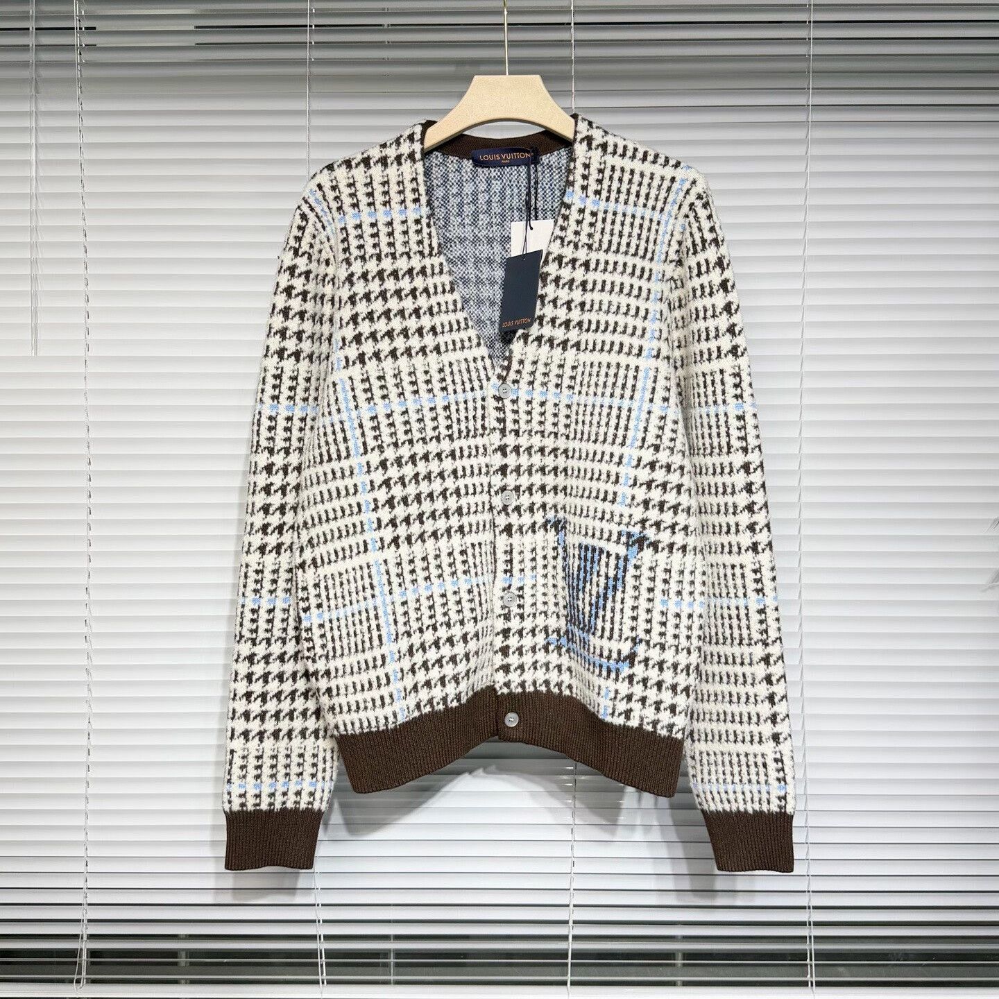 LV Knitted Cardigan with Houndstooth Design