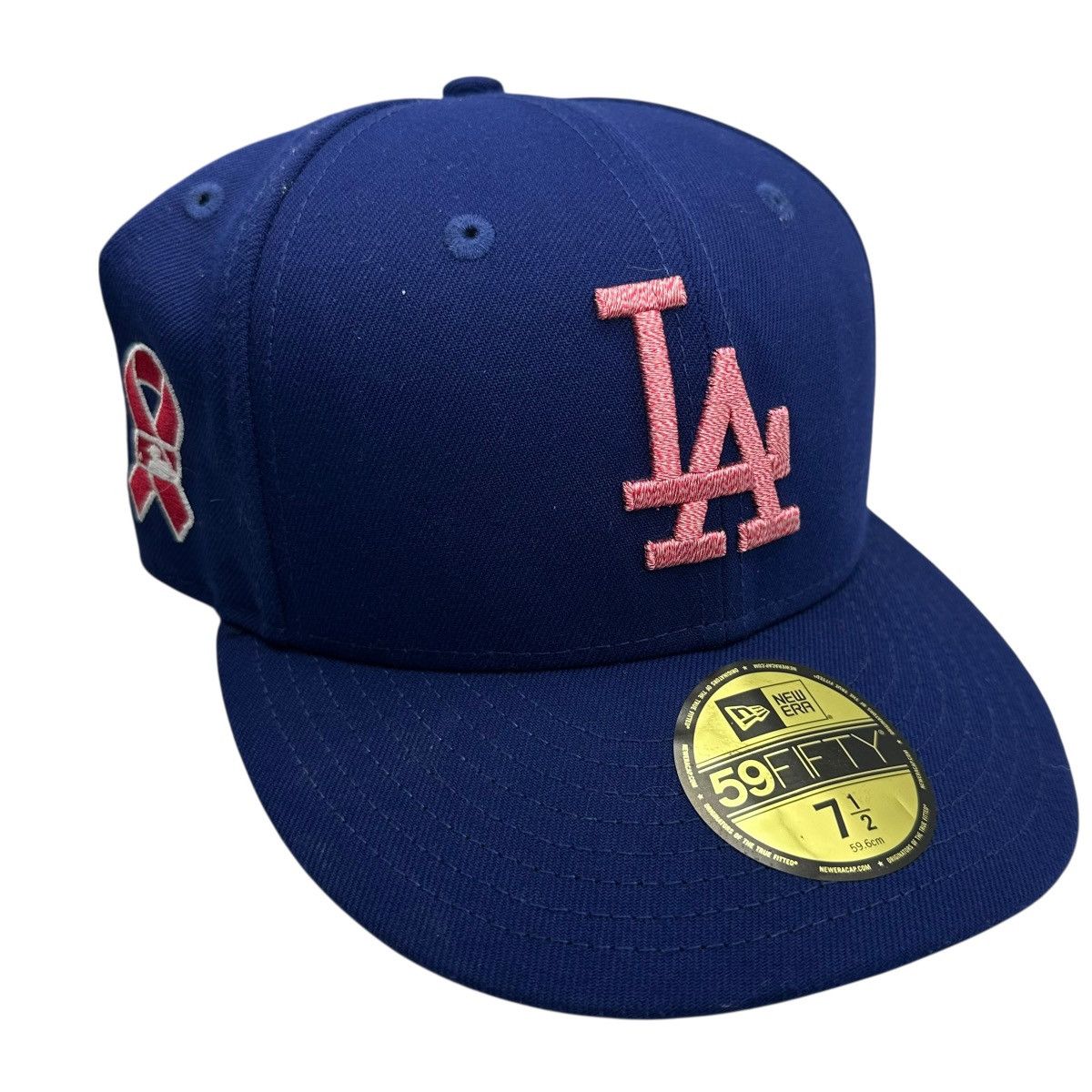 New Era LA Los Angeles Dodgers MLB New Era 59FIFTY 7 1/2 Cancer Size 38 - 1 Thumbnail