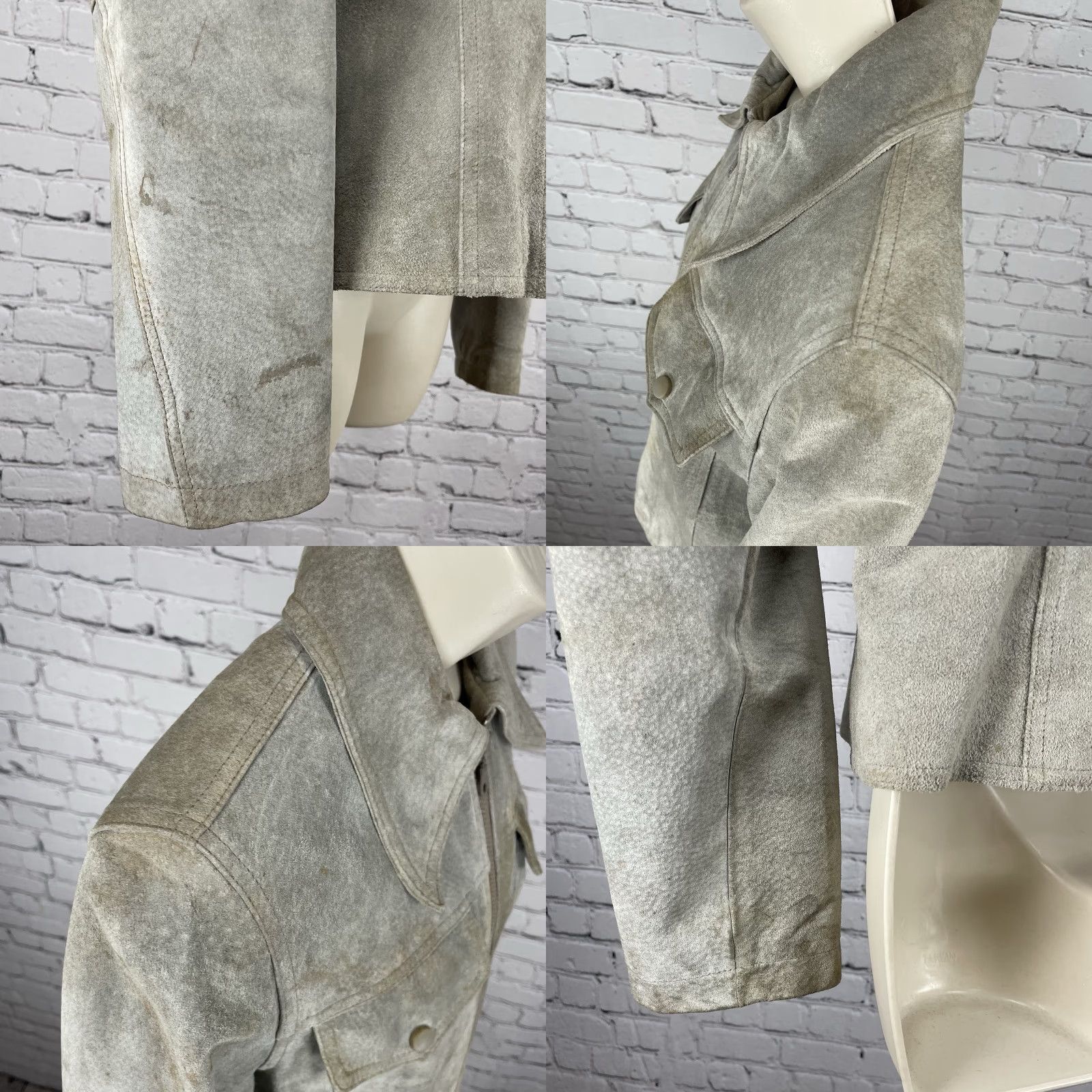Express VINTAGE Express Gray Genuine Suede Satin Lined Zipped Jacket M Womens Size M / US 6-8 / IT 42-44 - 9 Thumbnail