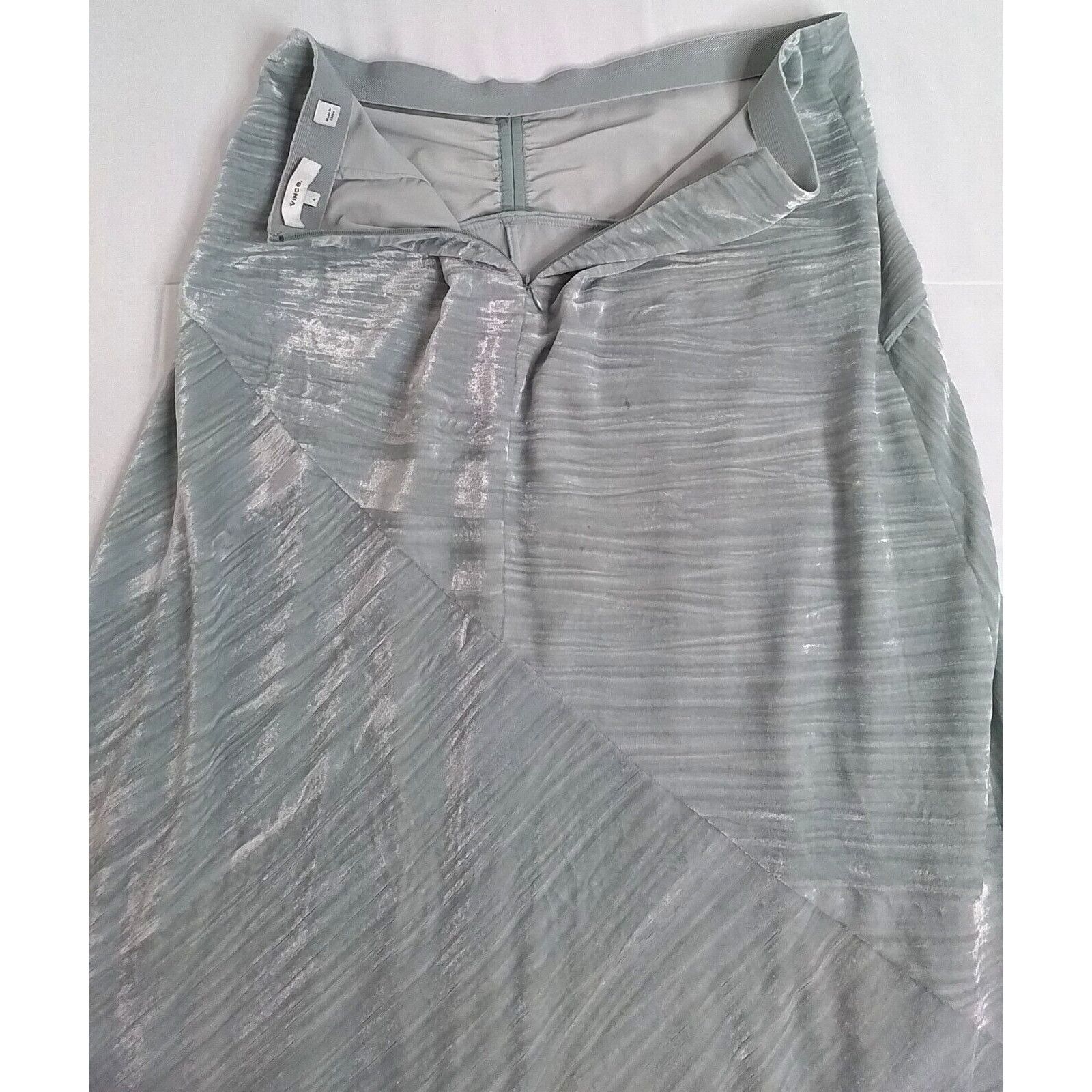 Vince Vince Velvet Skirt Women's 6 Sage Green Ruched Asymmetric Size 28" / US 6 / IT 42 - 4 Thumbnail