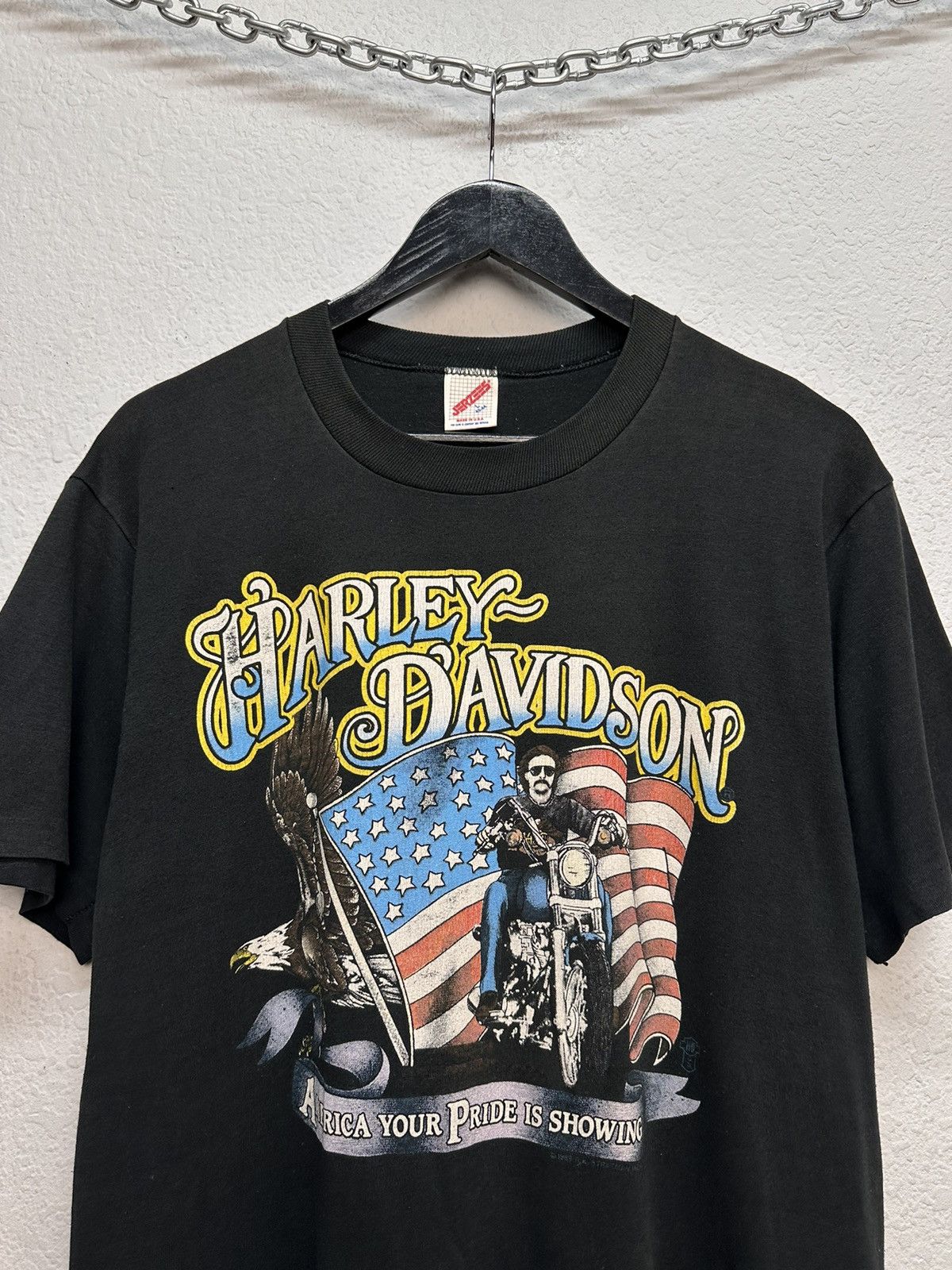 Jerzees Vintage Rare 80s Harley Davidson vintage graphic tee USA Size US L / EU 52-54 / 3 - 2 Thumbnail