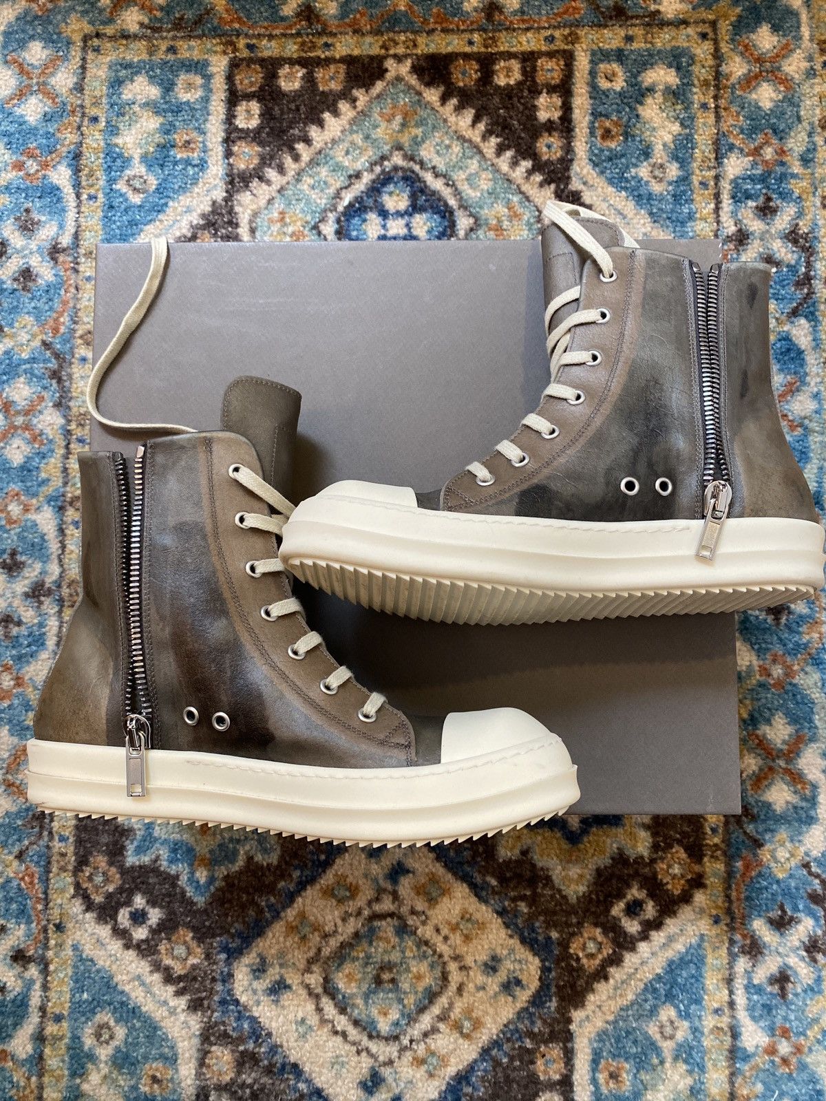 Rick Owens Rick Owens Ramones high Dust/milk/milk transparent leather Size US 8 / EU 41 - 2 Thumbnail