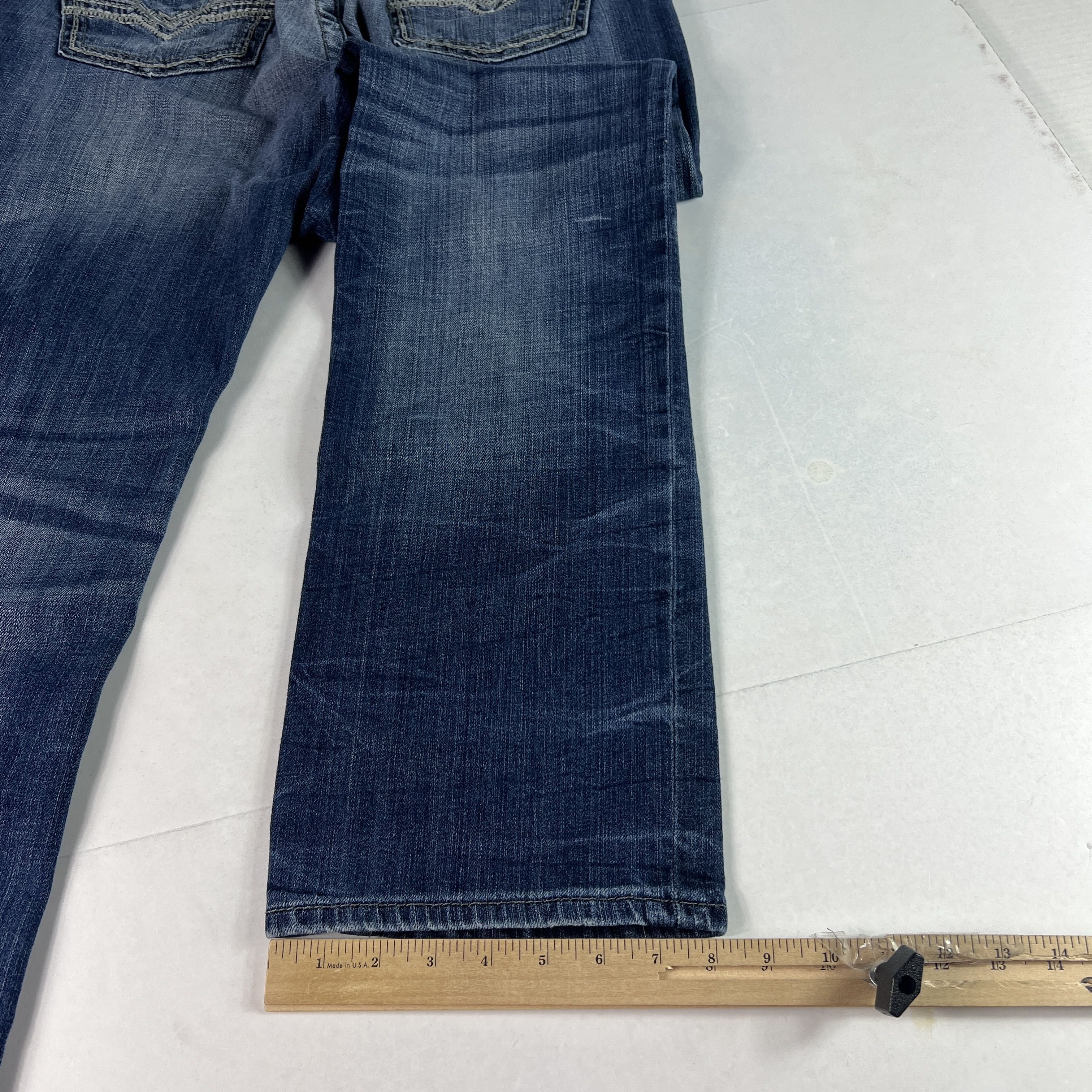 BKE BKE Jeans Long Derek Straight Leg Blue Faded Stretch Denim Size US 35 - 12 Thumbnail