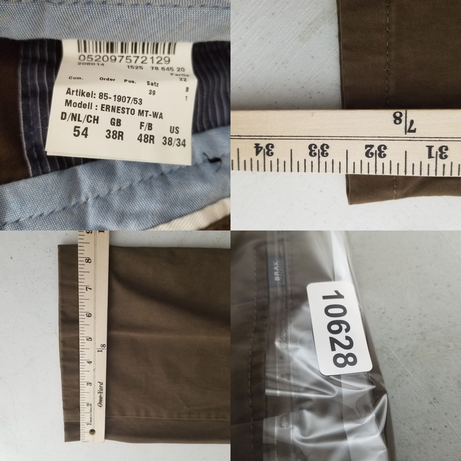 BRAX Brax Pants Mens 36x33 Chino Flat Front Brown Cotton Stretch Regular 39? Sorry Size US 36 / EU 52 - 8 Thumbnail