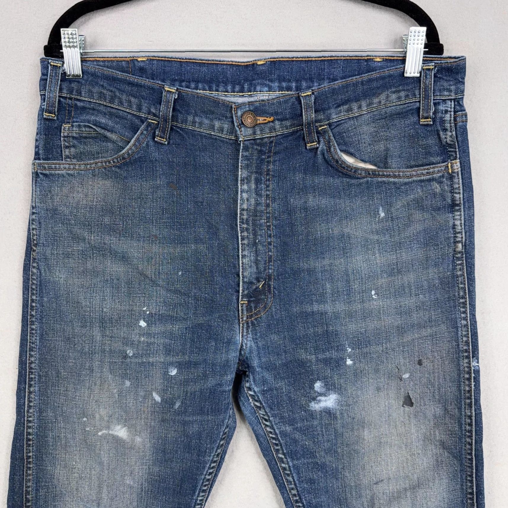 Levi's Levi's Jeans Mens 36x34 Blue Distressed Paint Splatter 605 Slim Straight Denim 90s Grunge Jeans Mens Size US 36 / EU 52 - 2 Thumbnail