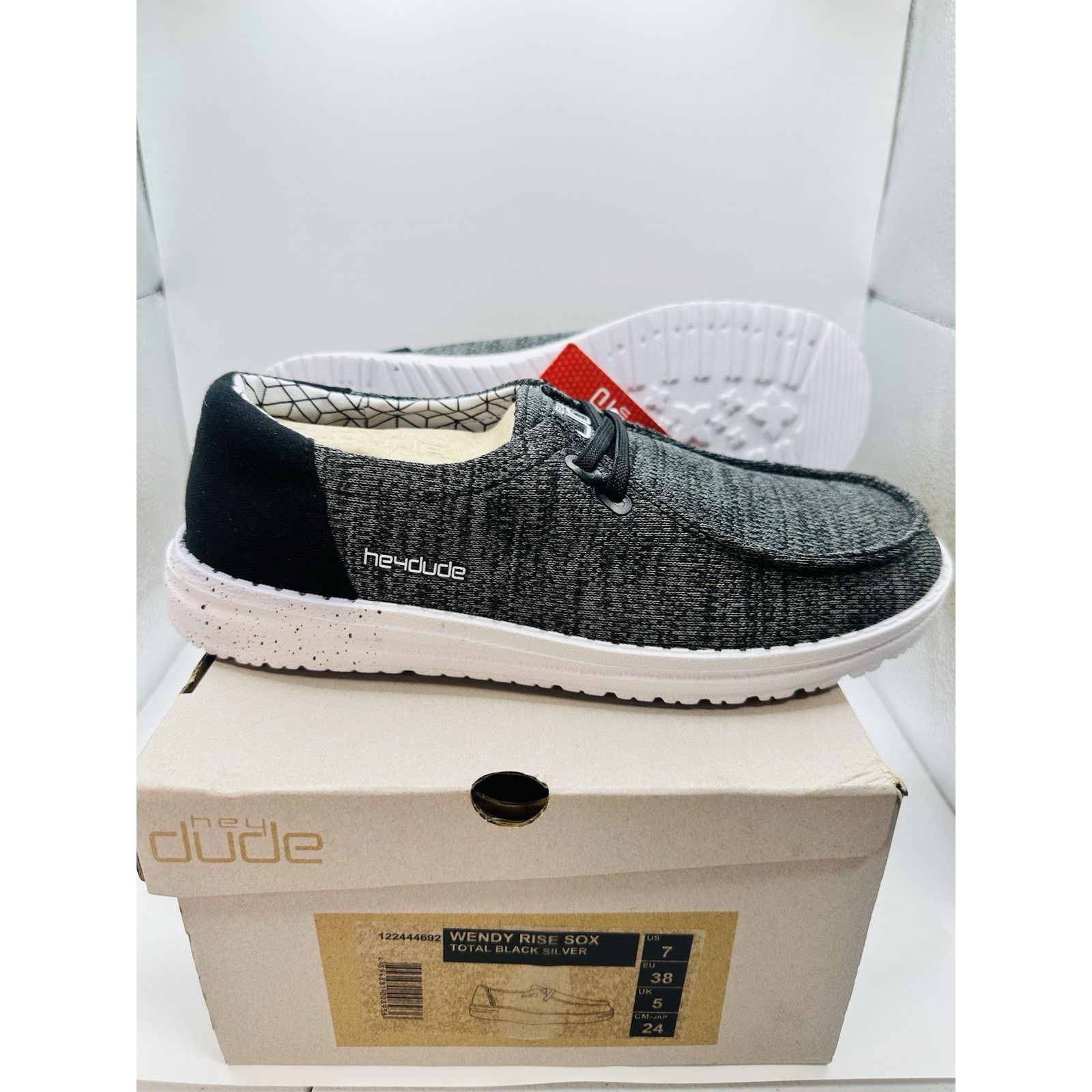 Other Size 7 - Hey Dude Women's Wendy Rise Sox-Total Black Silver Size US 7 / IT 37 - 1 Thumbnail