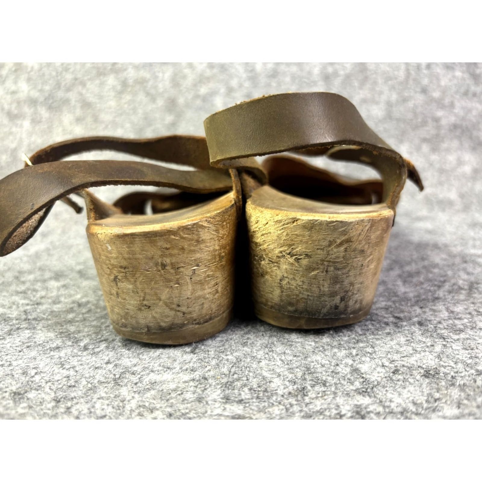 Vintage Sandals Womens US 5.5 EU 36 Brown Leather Wooden Clog Slingback Made Sweden Vintage: No Mens Womens Boys Girls: Womens Size US 6 / IT 36 - 4 Thumbnail