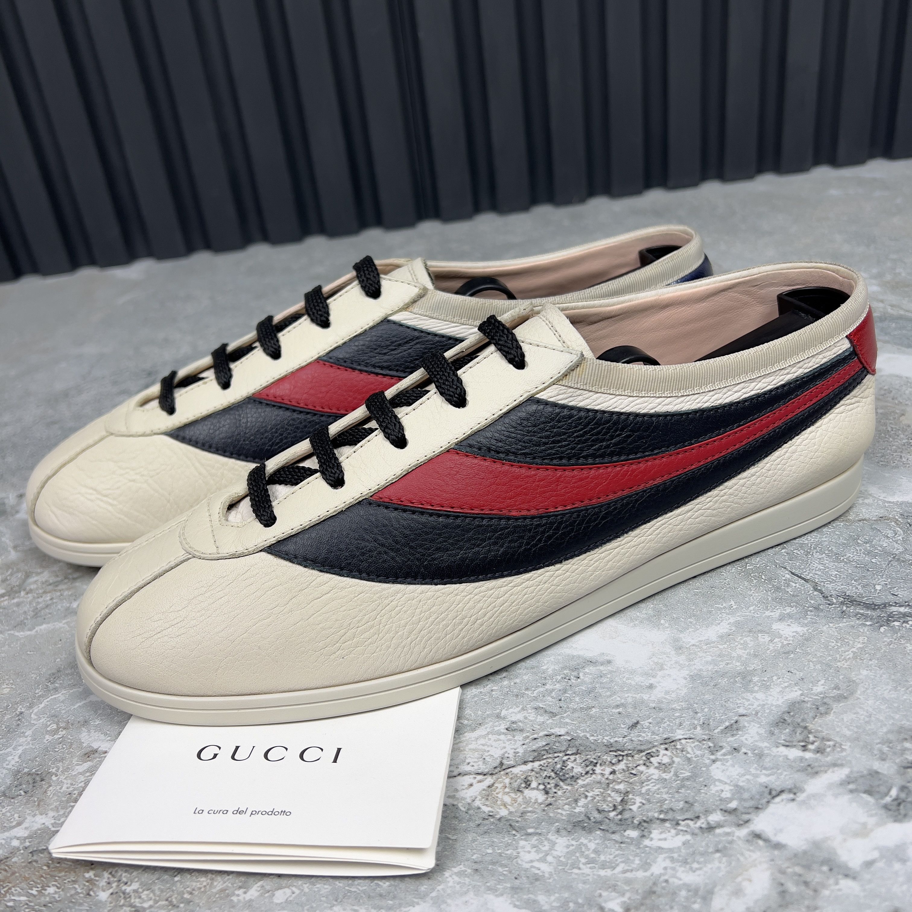 Gucci Falacer Hebron Sneaker Web Bee Embroidery Leather Size US 8 / EU 41 - 1 Thumbnail