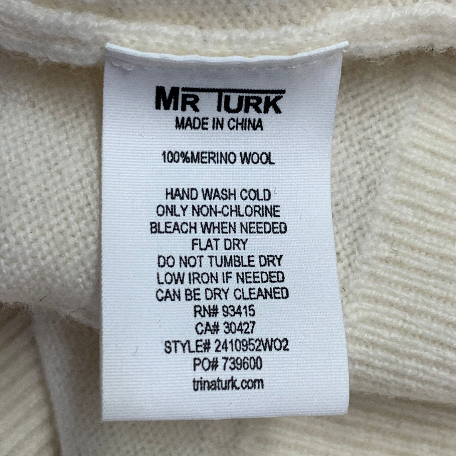 Mr Turk Cream Monogram Merino Wool Crew Neck Pullover Size US XL / EU 56 / 4 - 9 Thumbnail